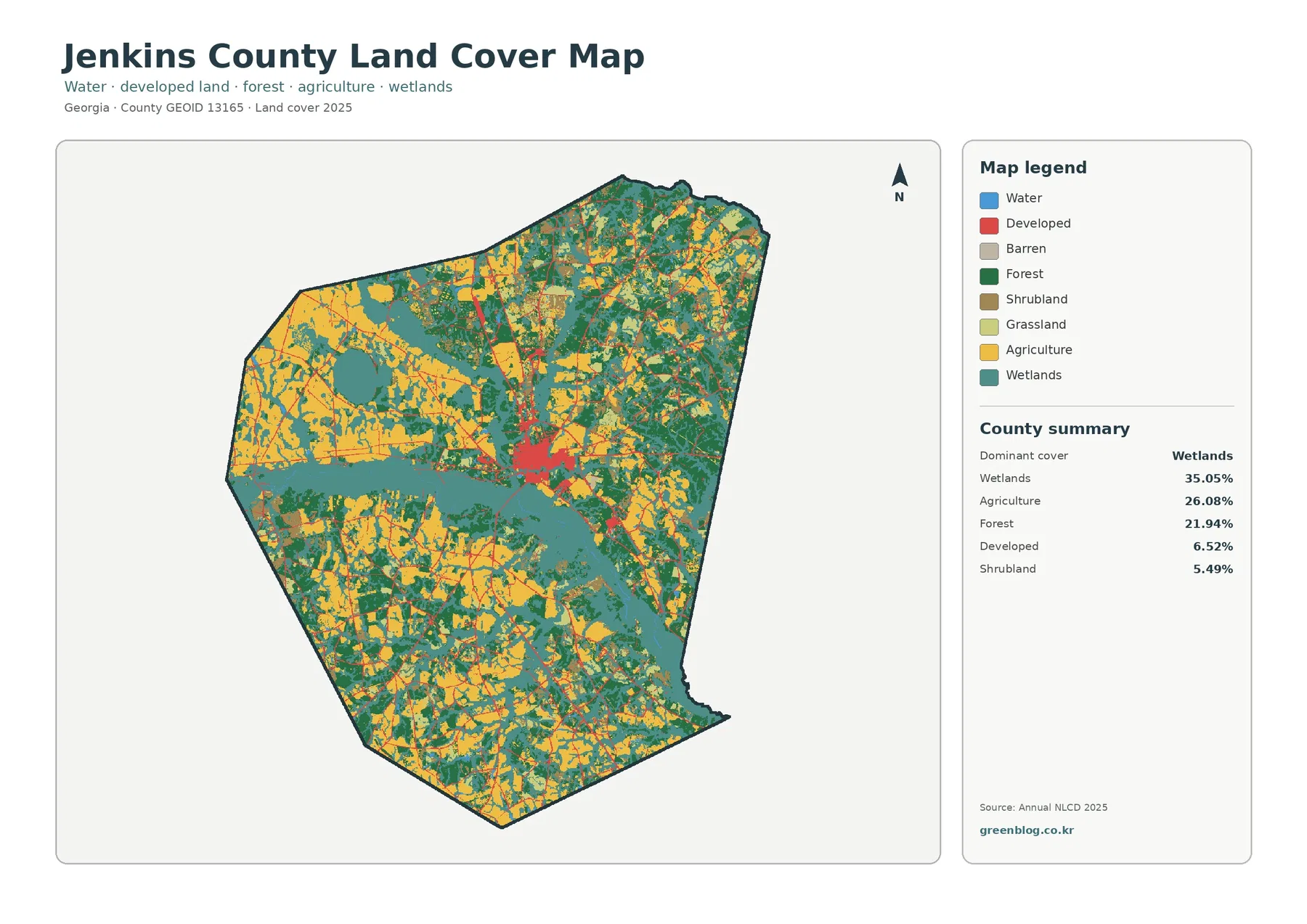 Jenkins County land cover map featured image