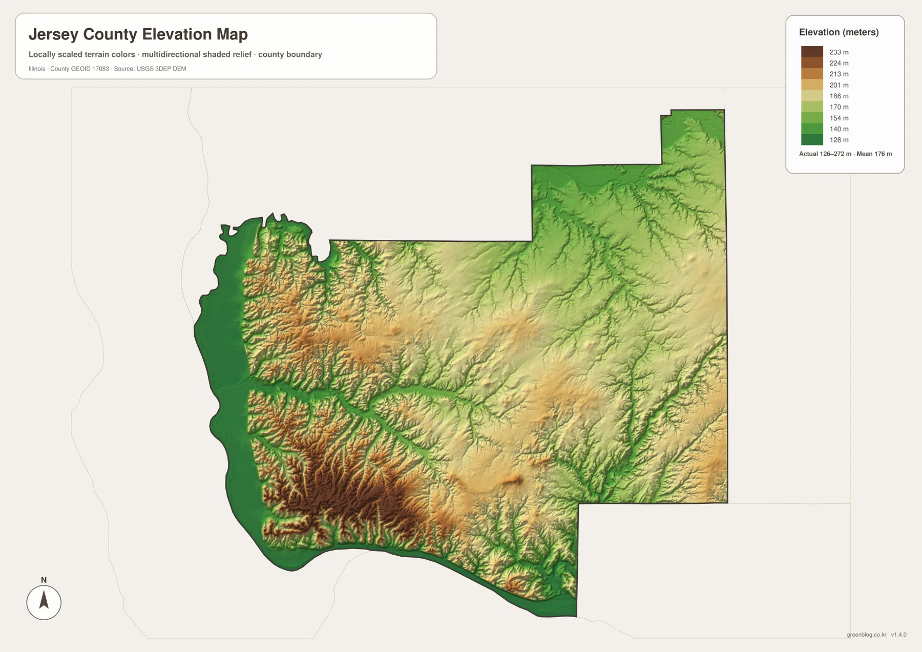 Jersey County Illinois elevation map