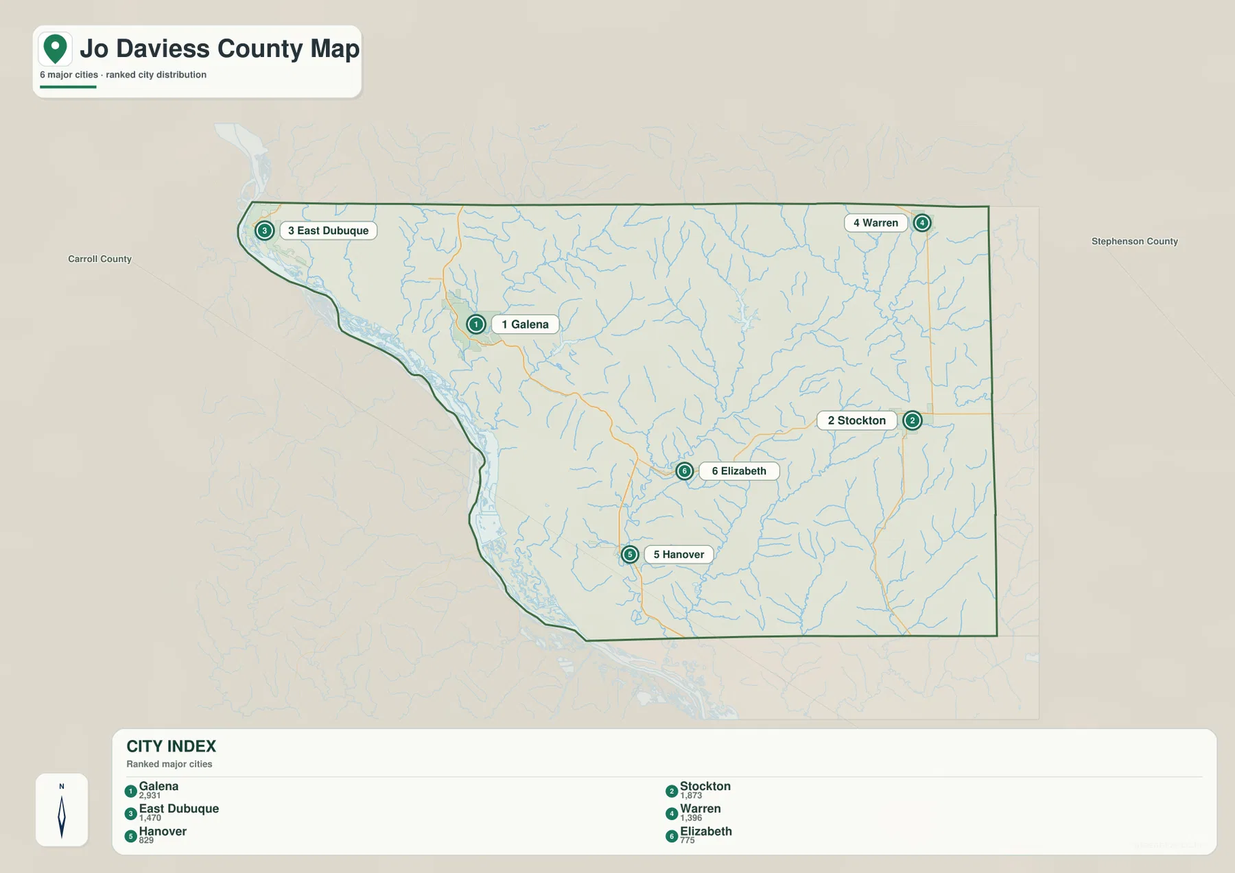 Jo Daviess County ranked community map