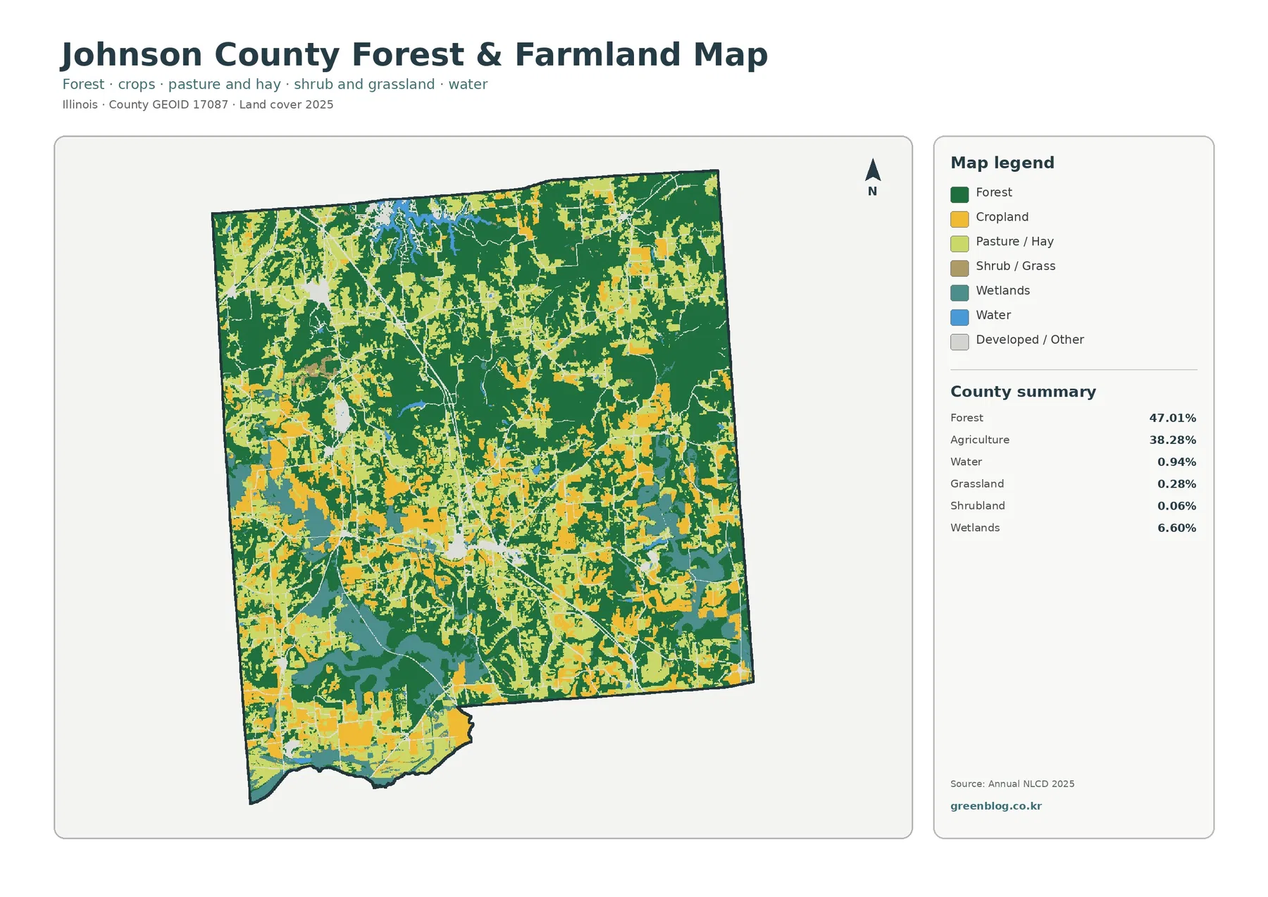 Johnson County forest and farmland map