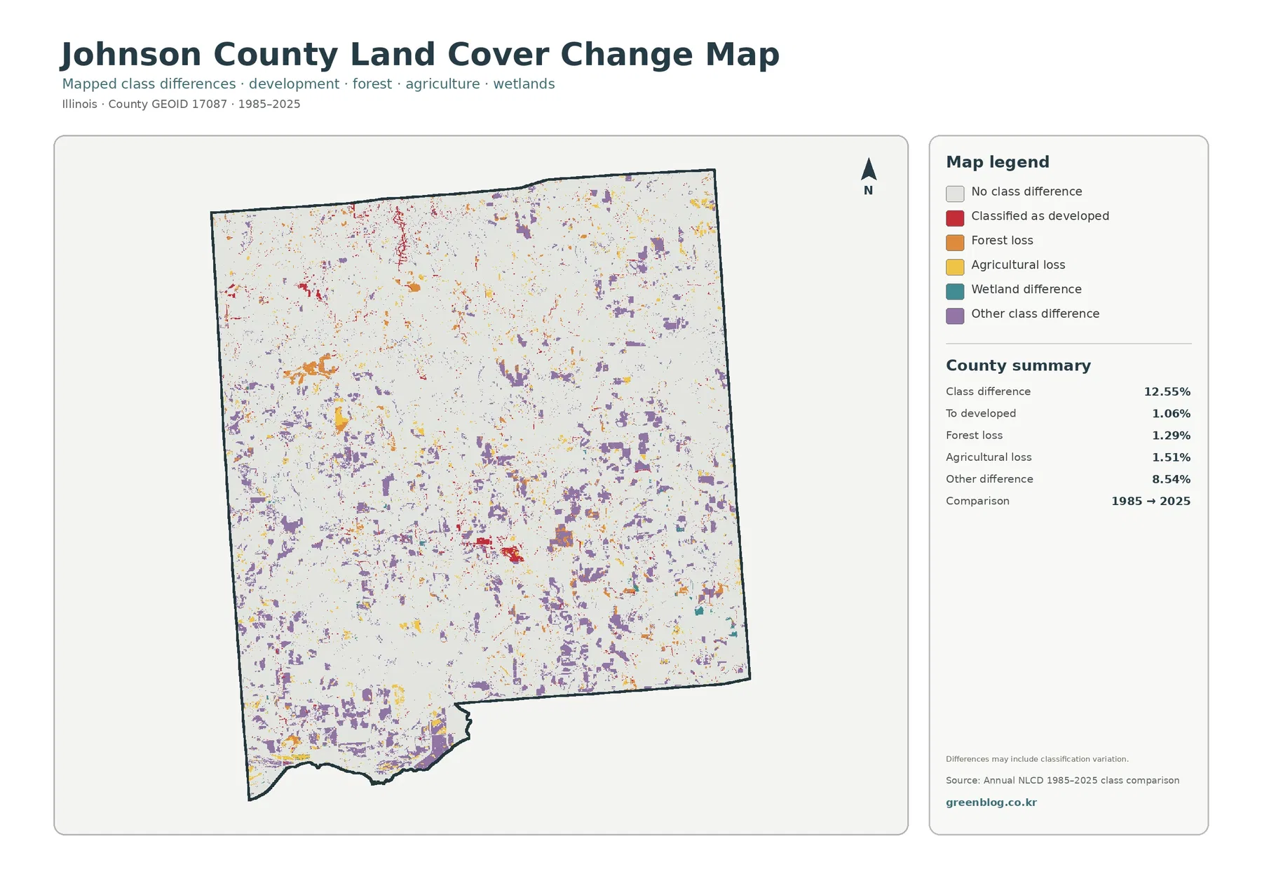 Johnson County land cover change map