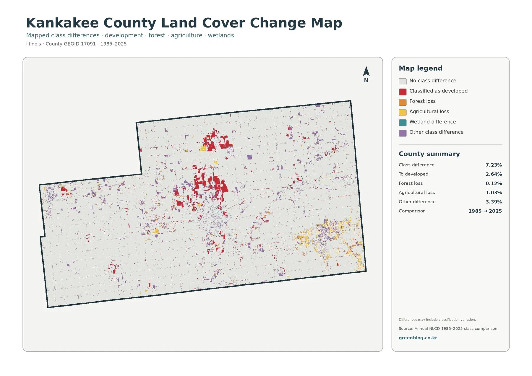 Kankakee County 토지 피복 변화 지도