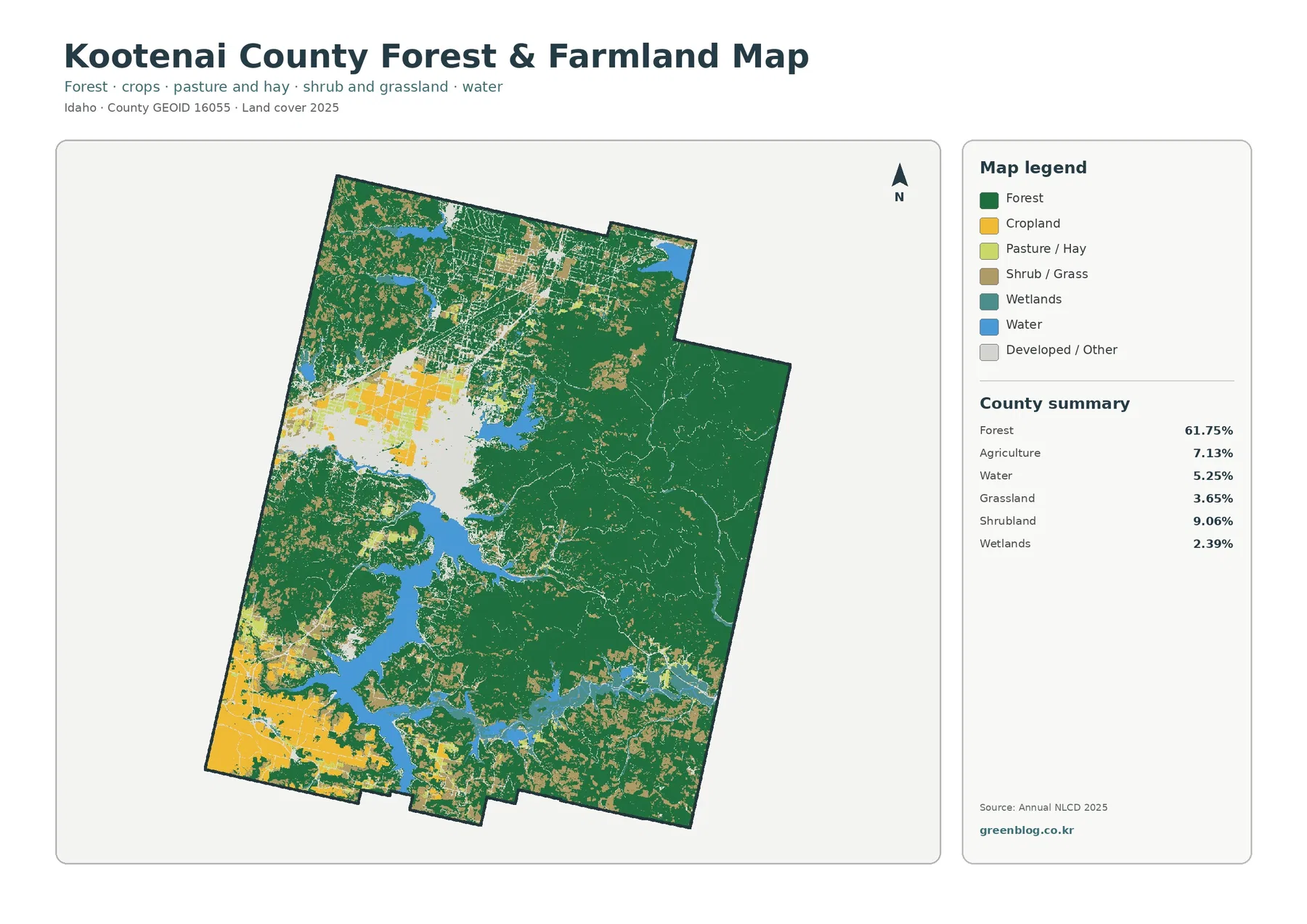 Kootenai County forest and farmland map