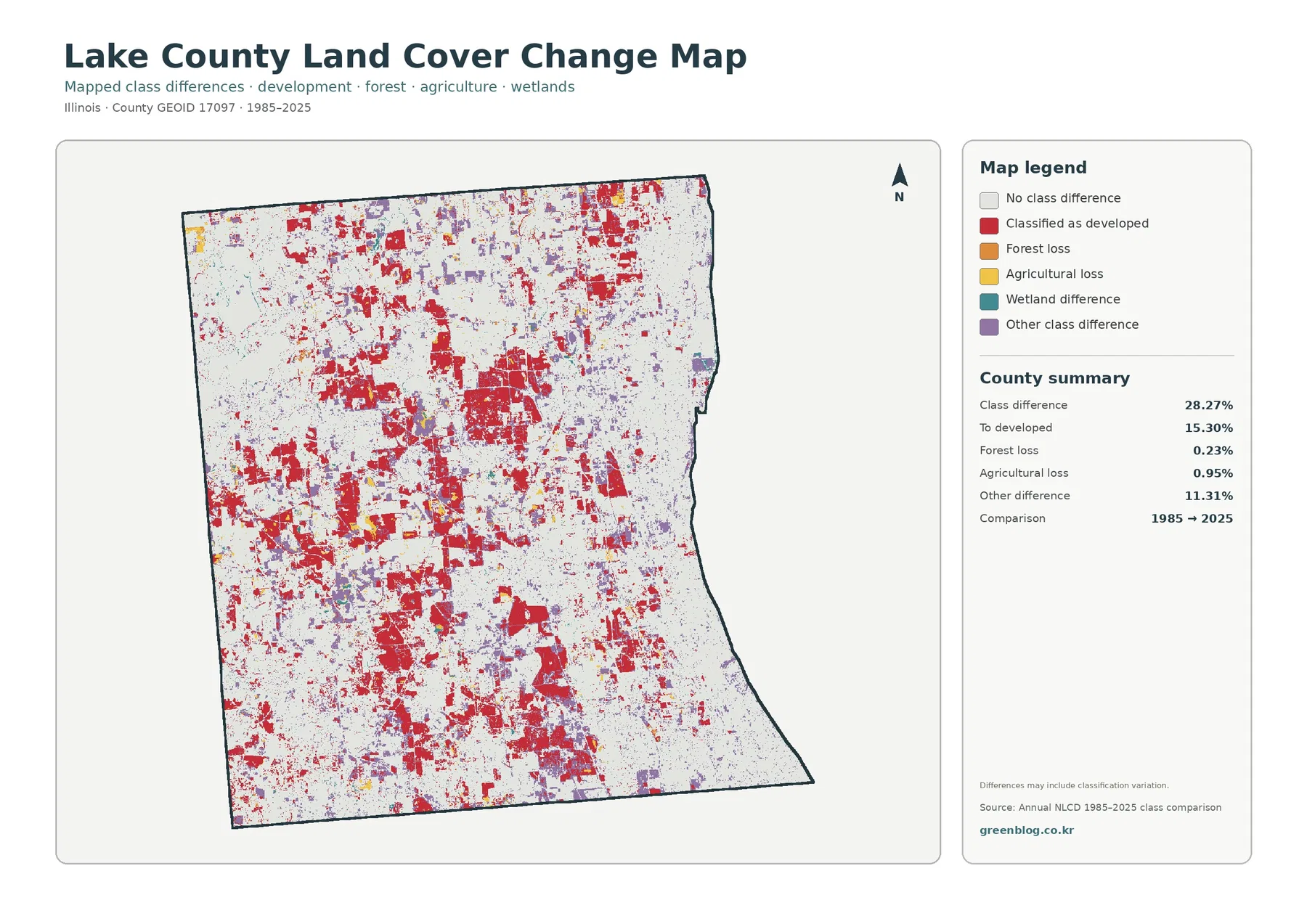 Lake County land cover change map