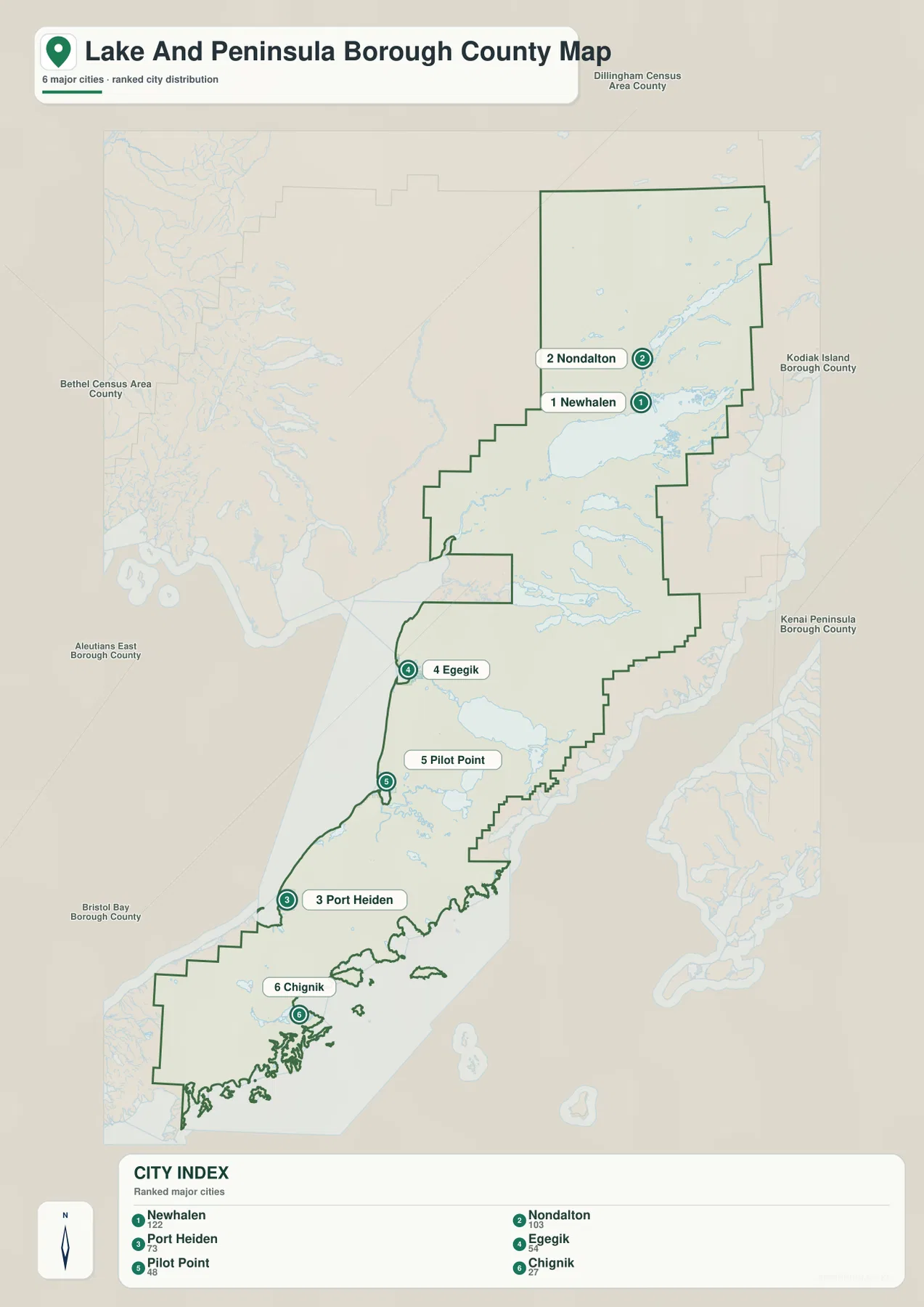 Lake and Peninsula Borough city index map