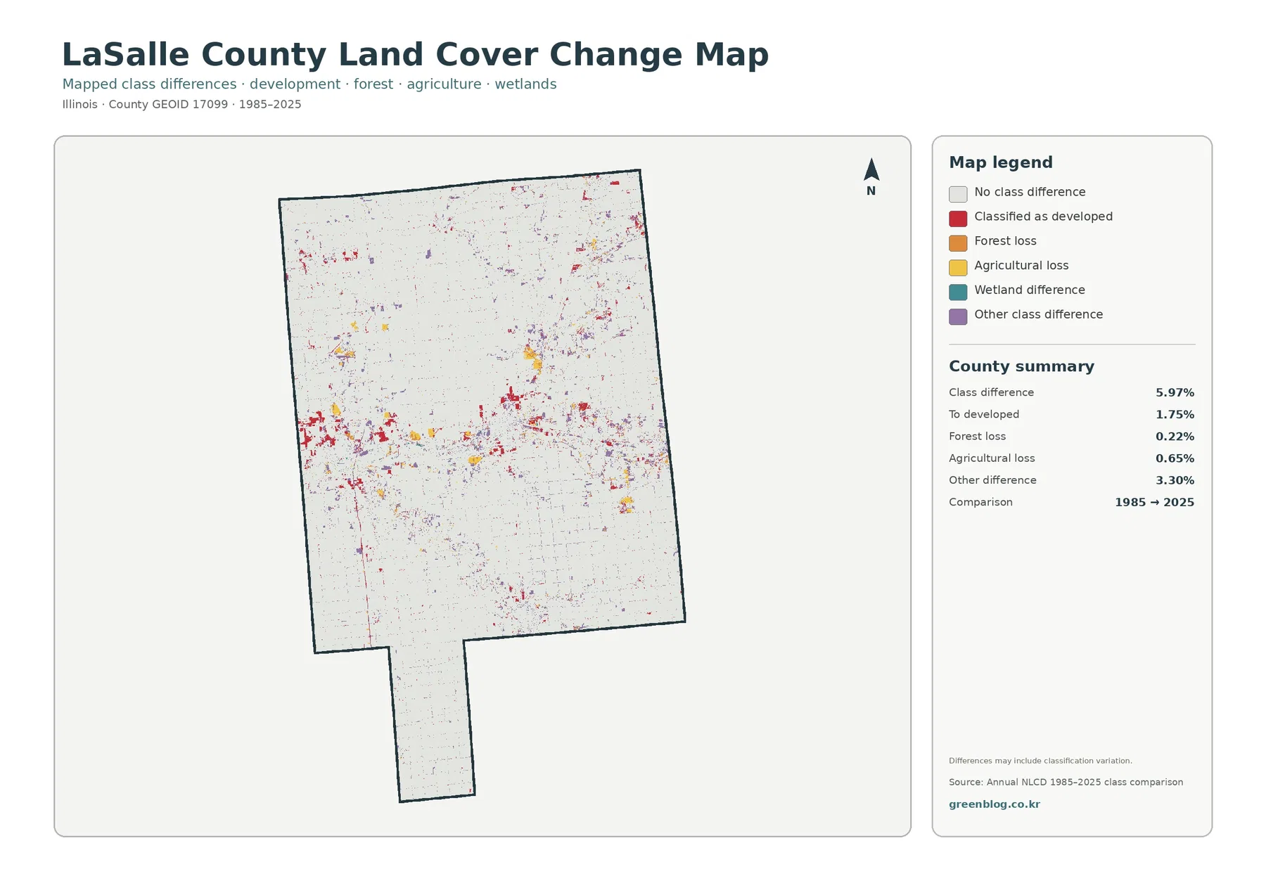LaSalle County 토지 피복 변화 지도