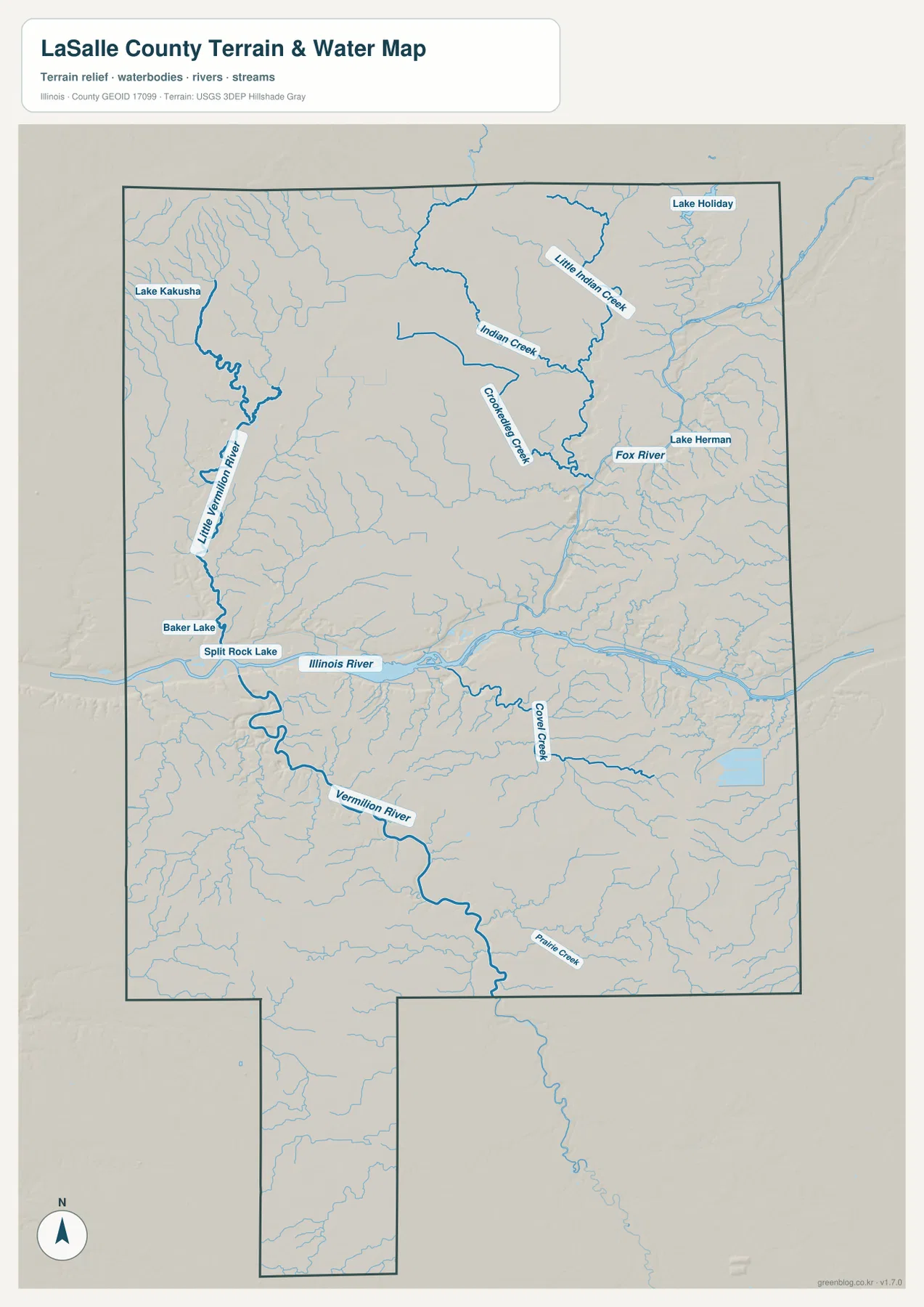 LaSalle County water map Illinois River Fox River Little Vermilion River Vermilion River