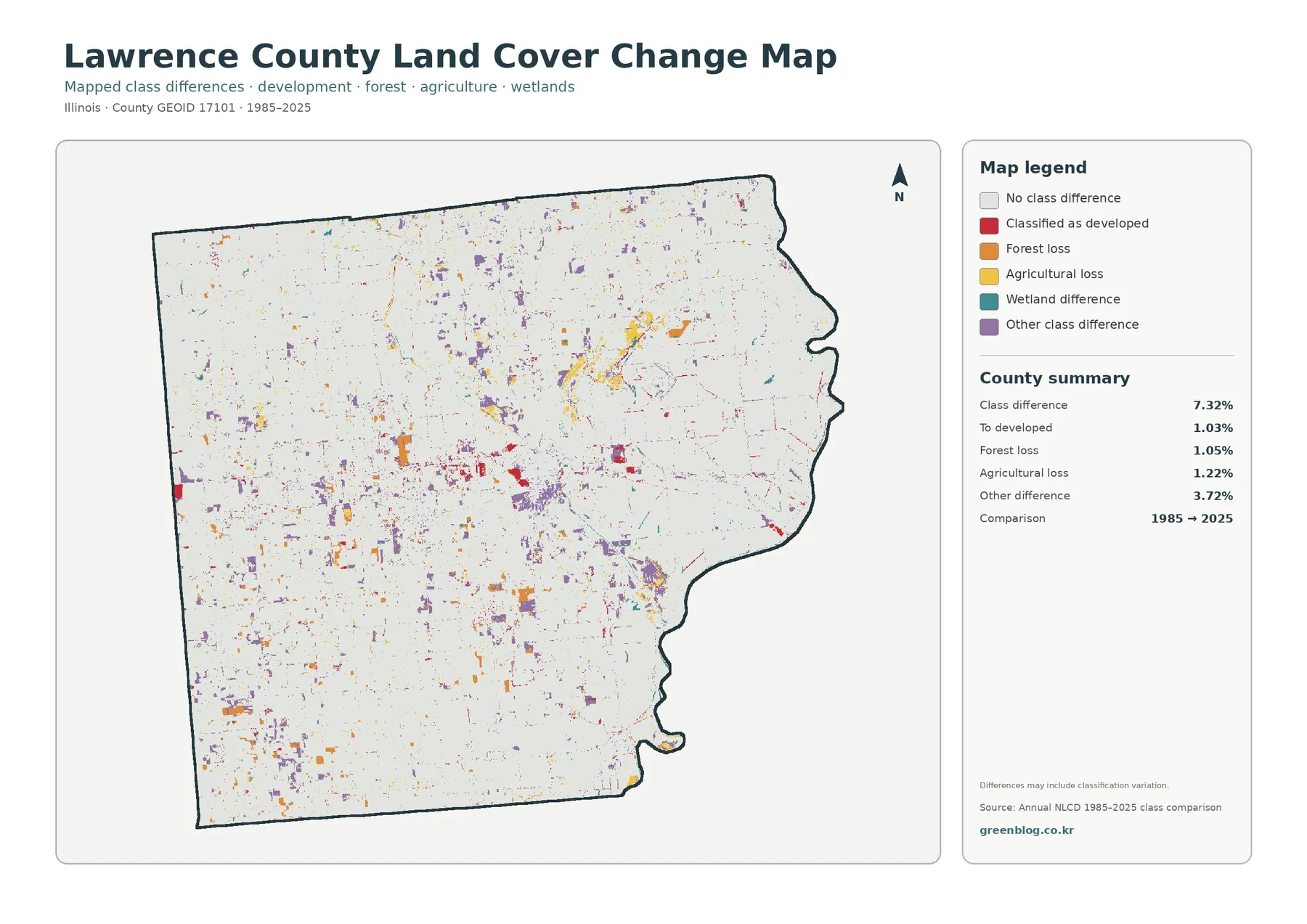 County land cover change map