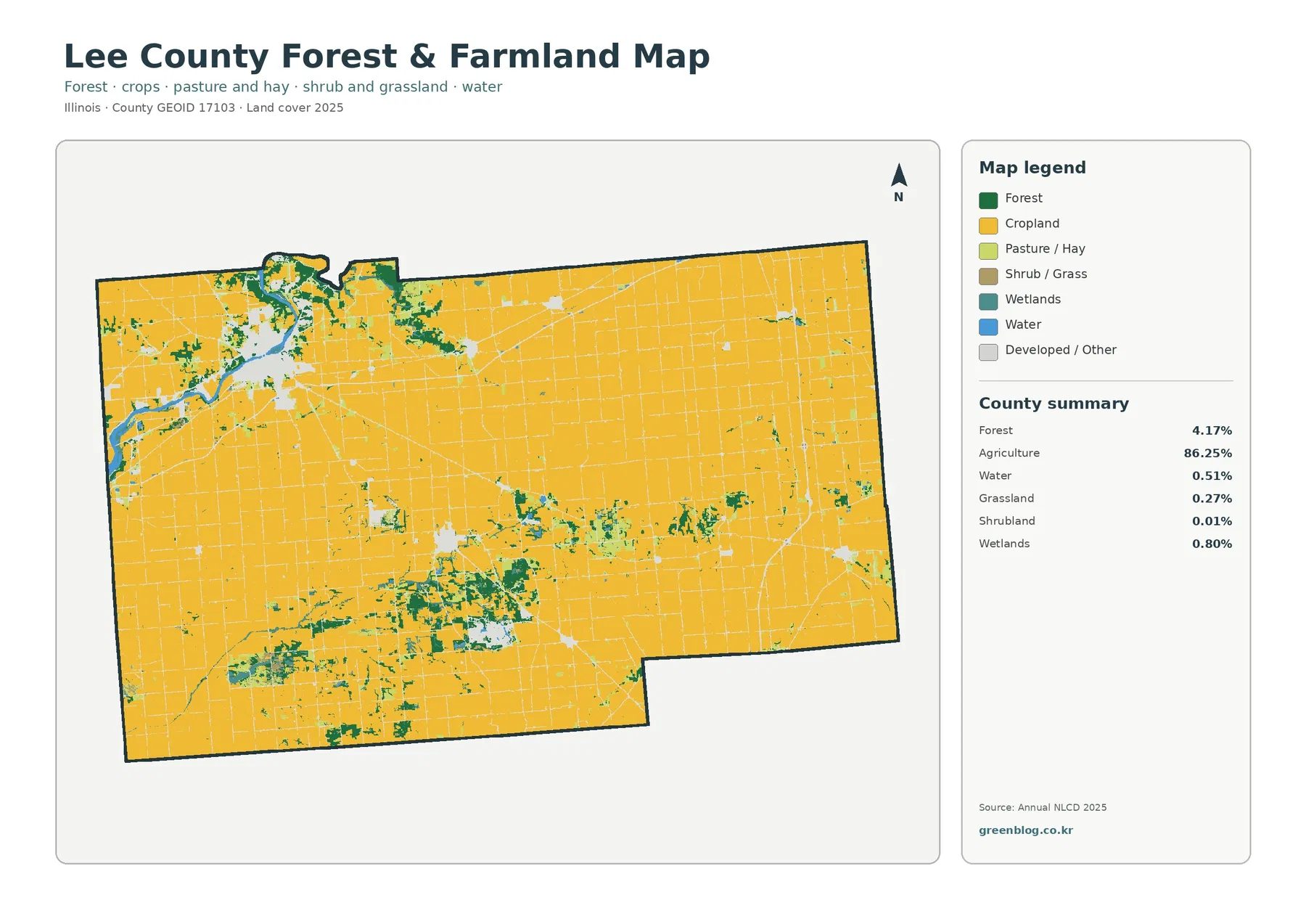 Lee County forest and farmland map