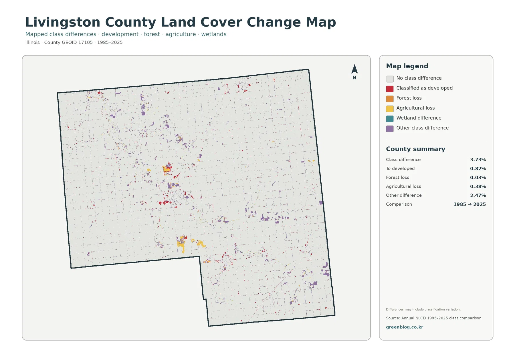 Livingston County land cover change map