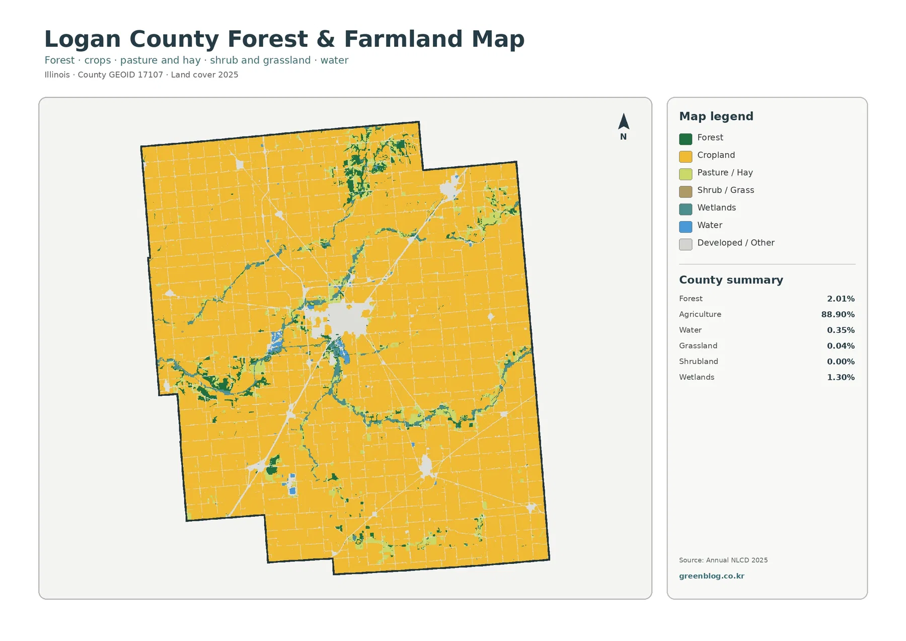 Logan County forest and farmland map