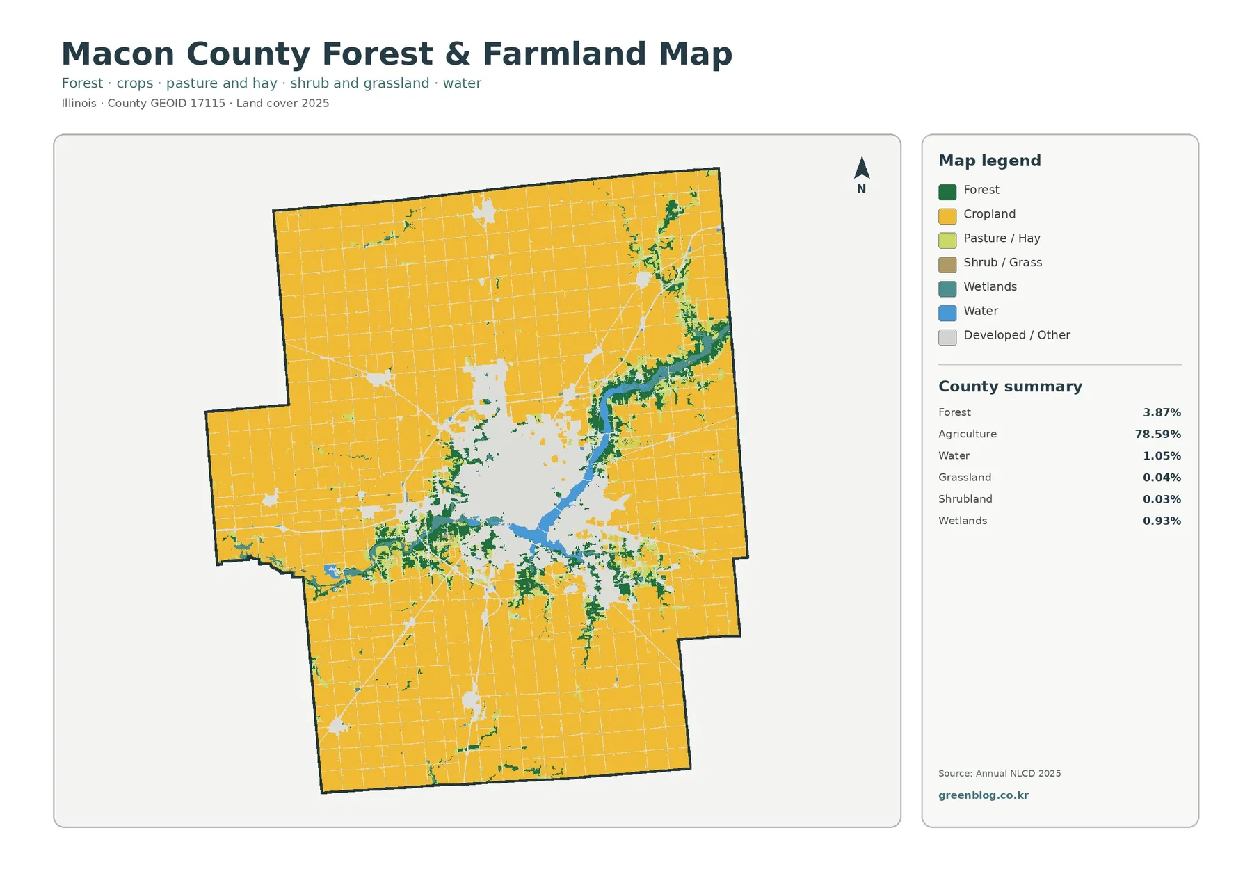 Macon County forest and farmland map