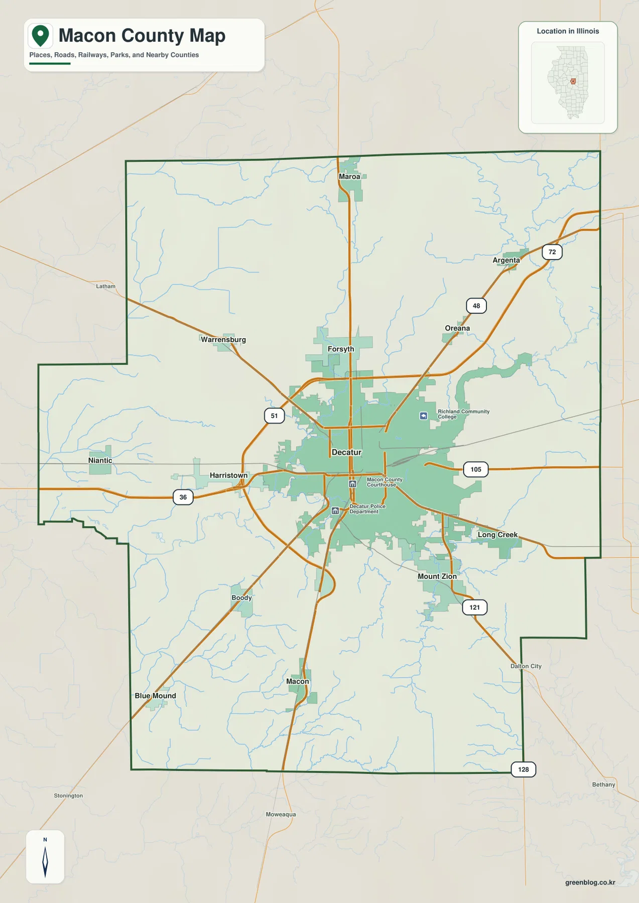 일리노이주 메이컨 카운티 지도 – 대표 이미지