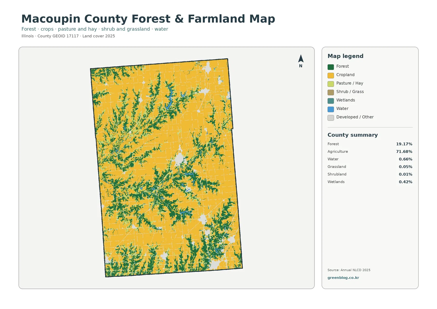 Macoupin County forest and farmland map