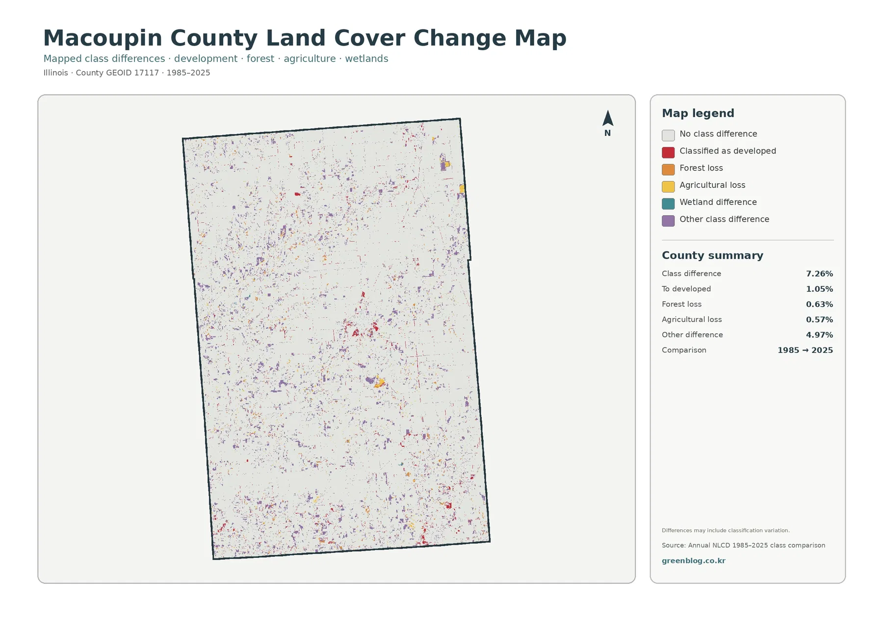 Macoupin County land cover change map