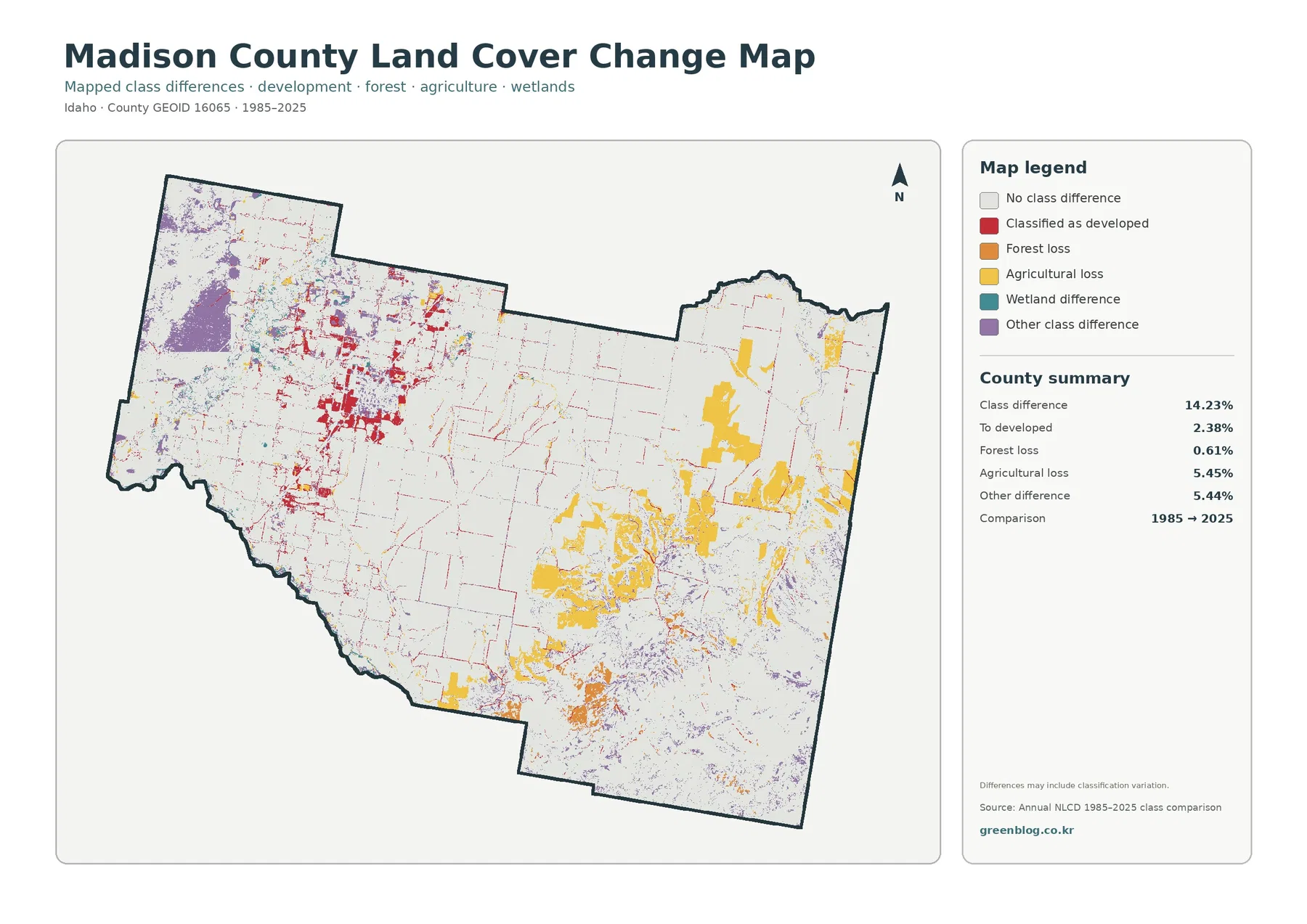 Madison County land cover change map