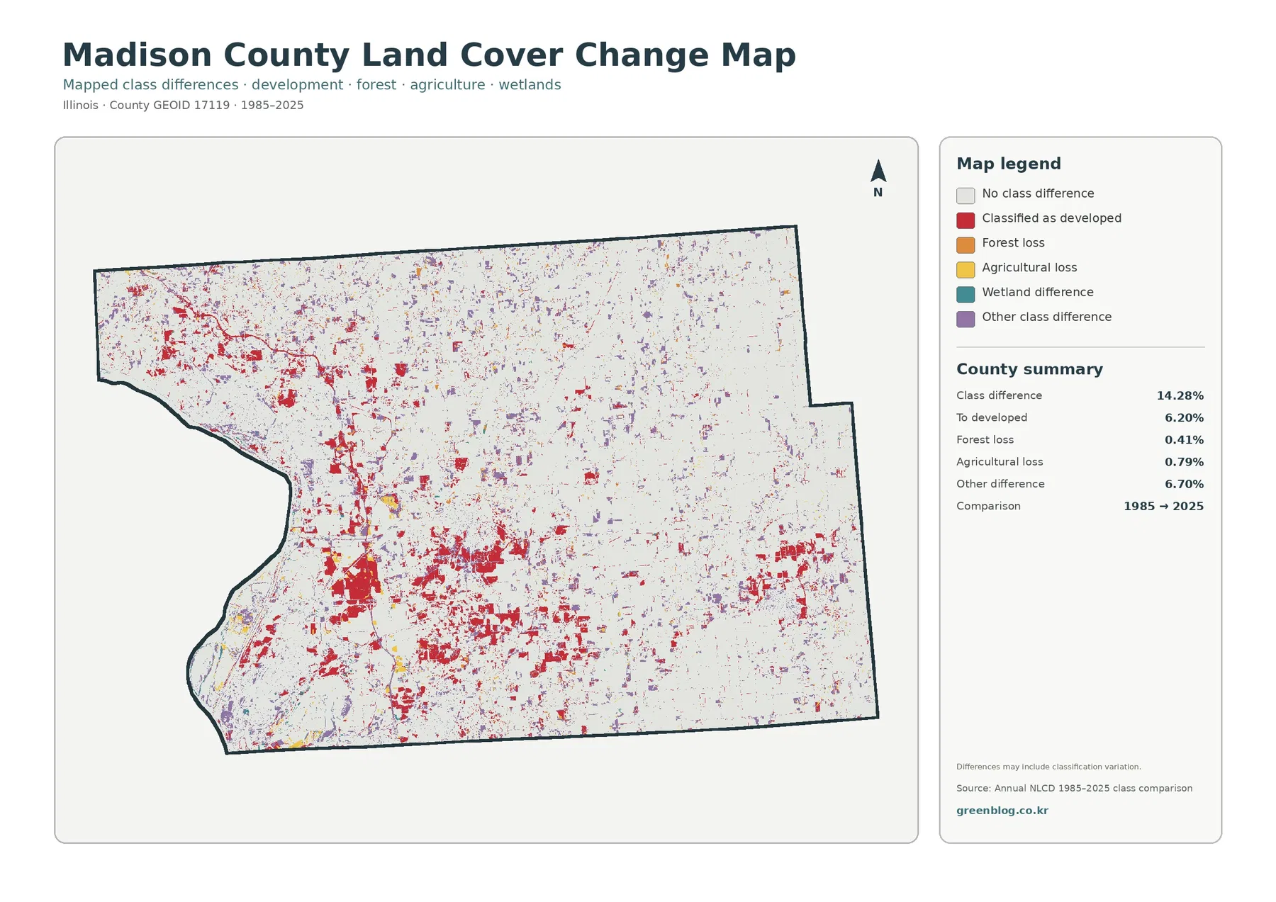 Madison County land cover change map