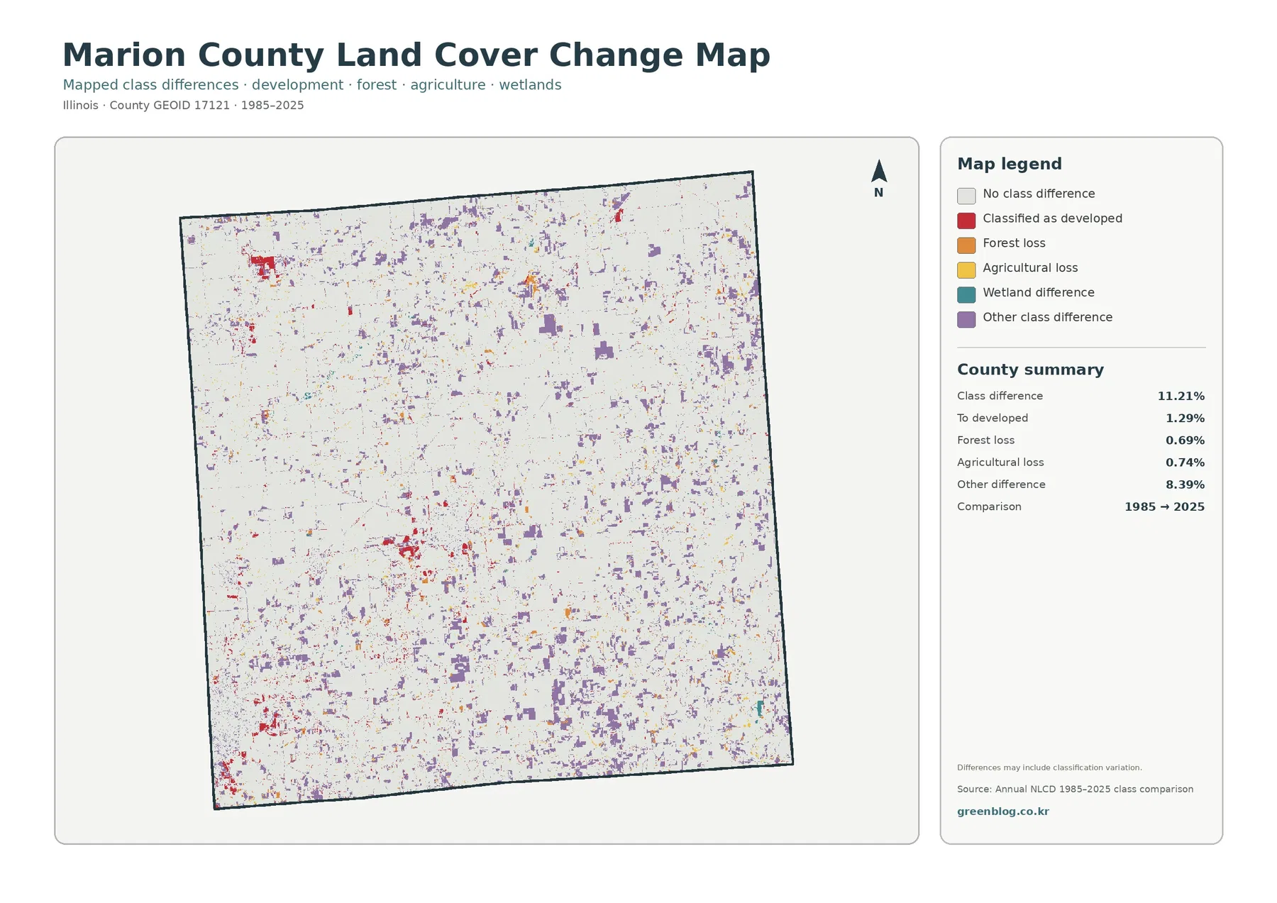 Marion County land cover change map