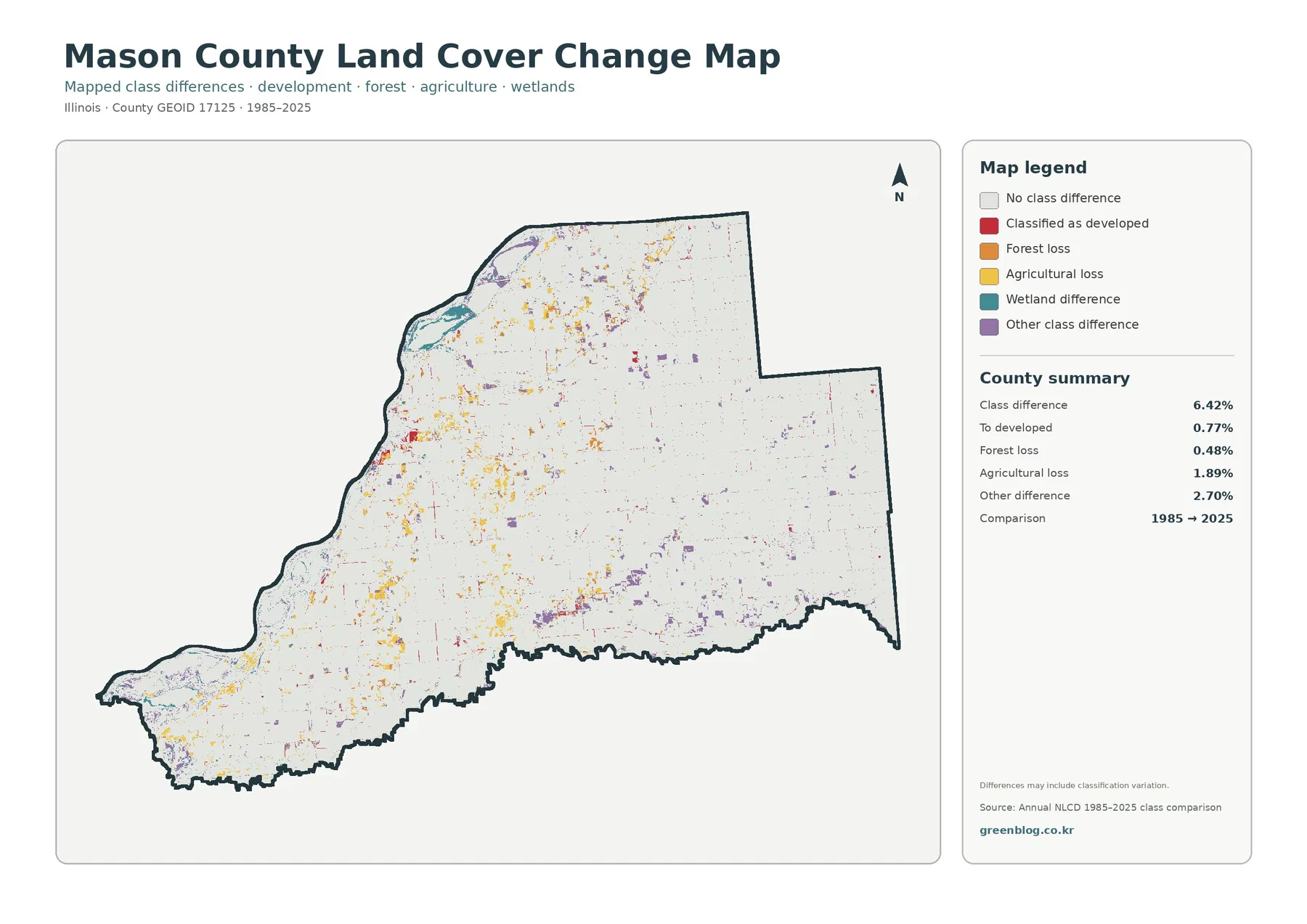 Mason County 토지 피복 변화 지도