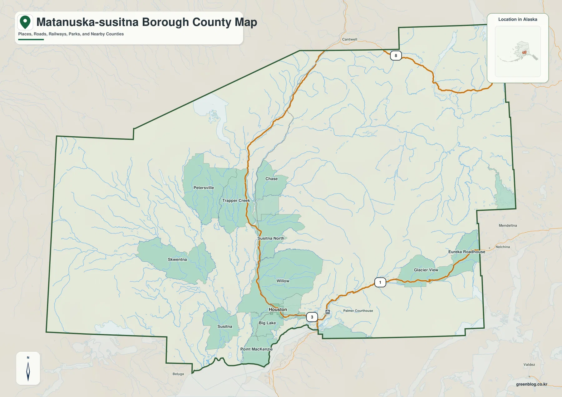 Matanuska-Susitna Borough county map