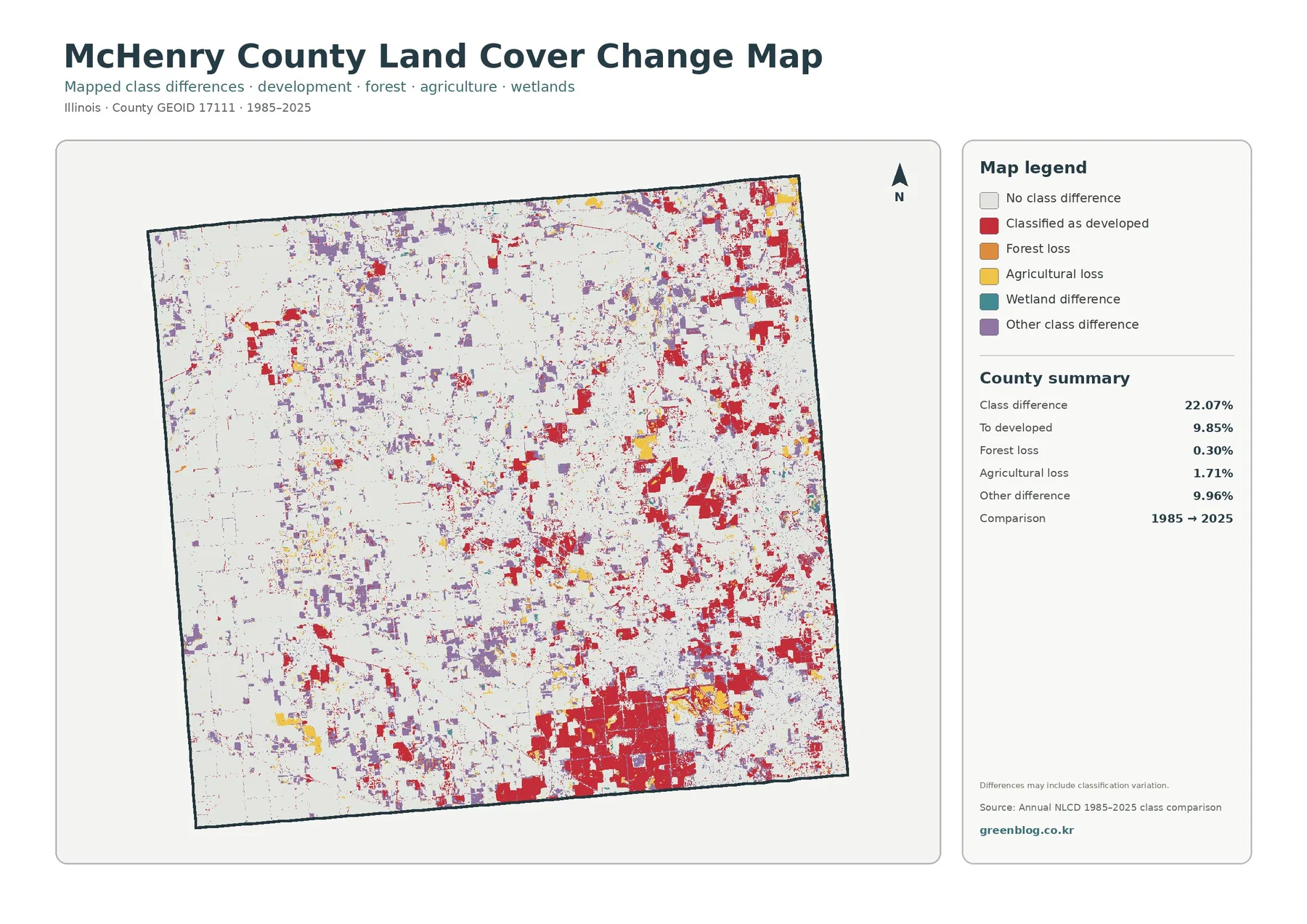 McHenry County 토지 피복 변화 지도