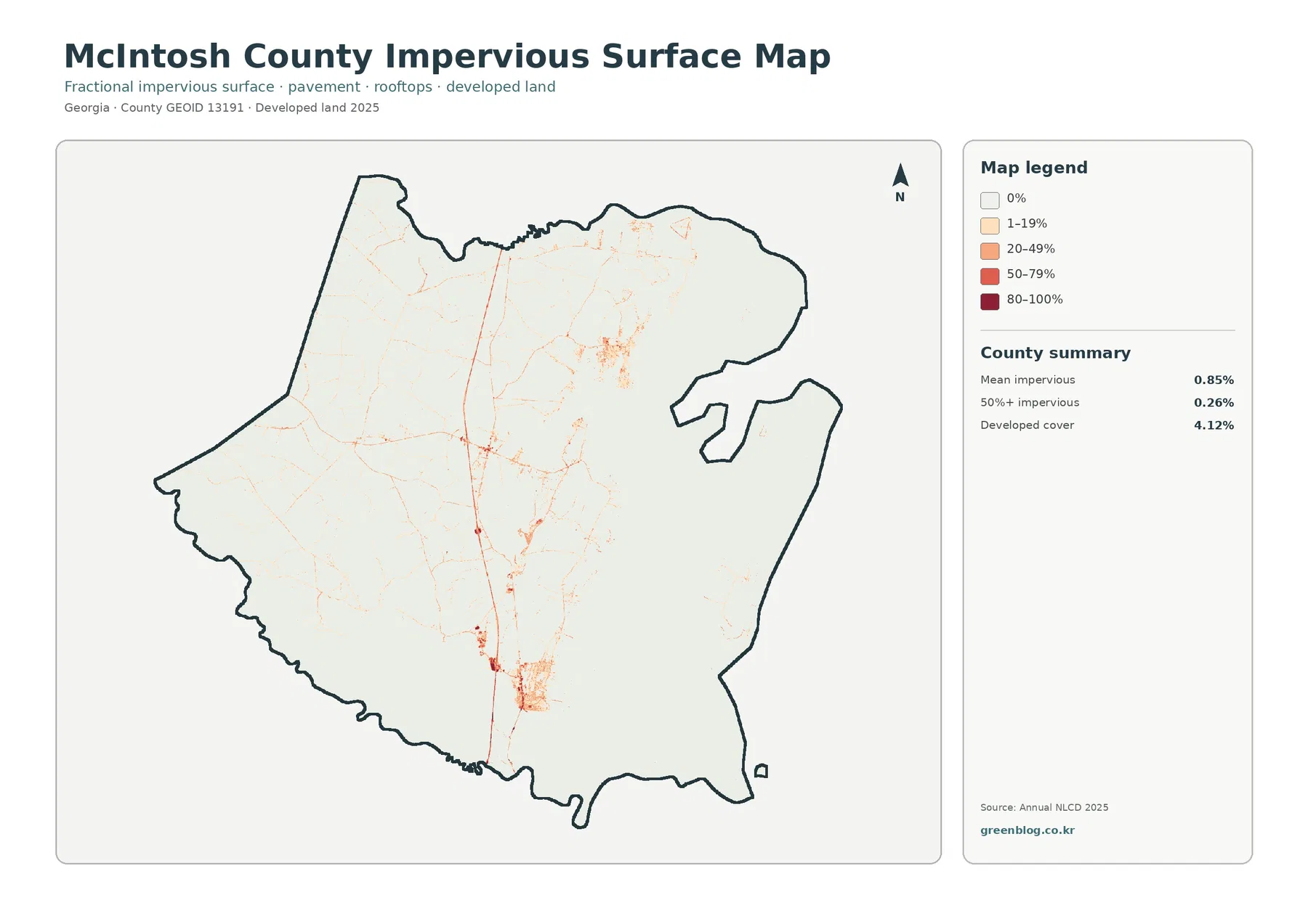 McIntosh County 불투수·개발지 지도