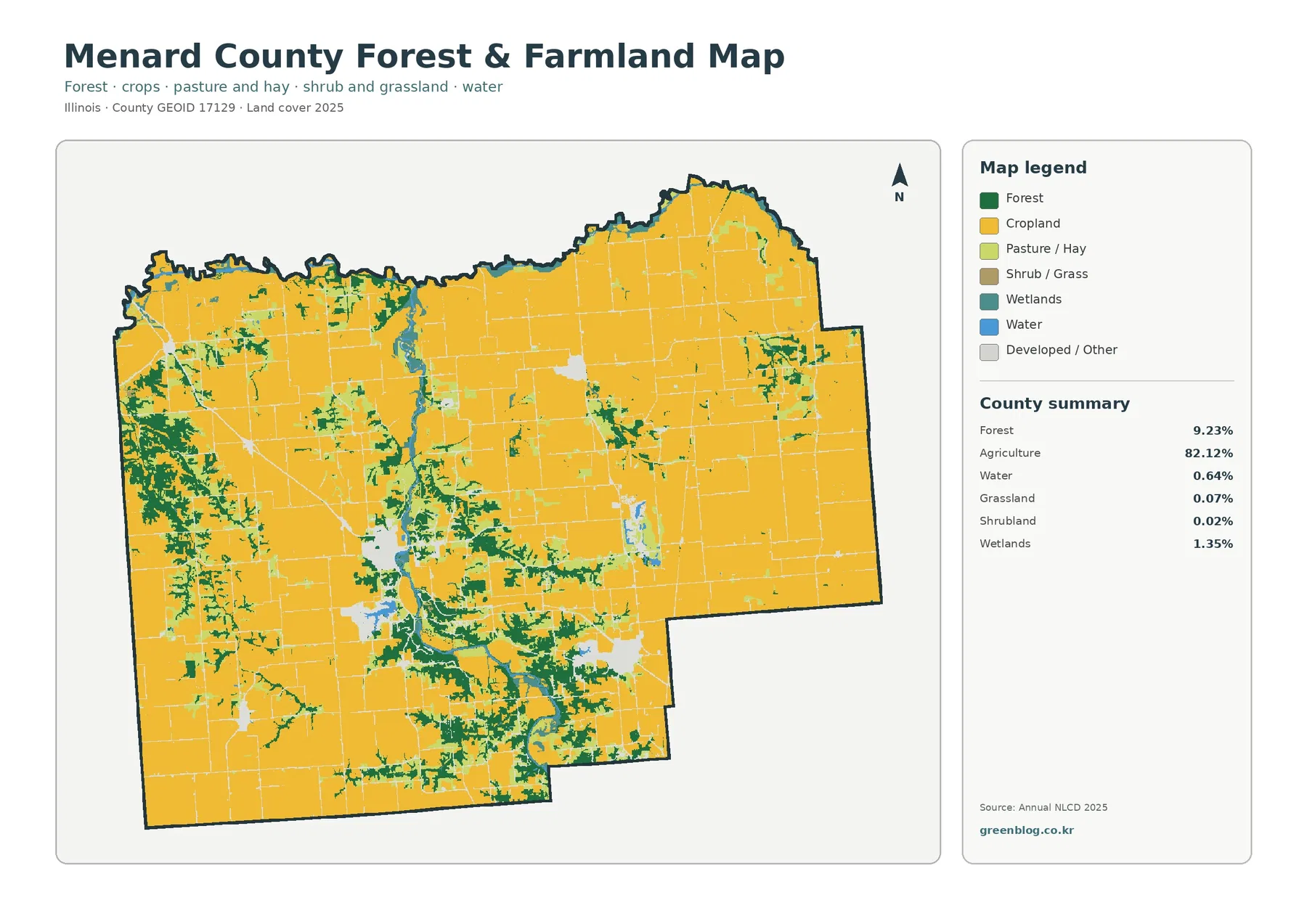 Menard County forest and farmland map