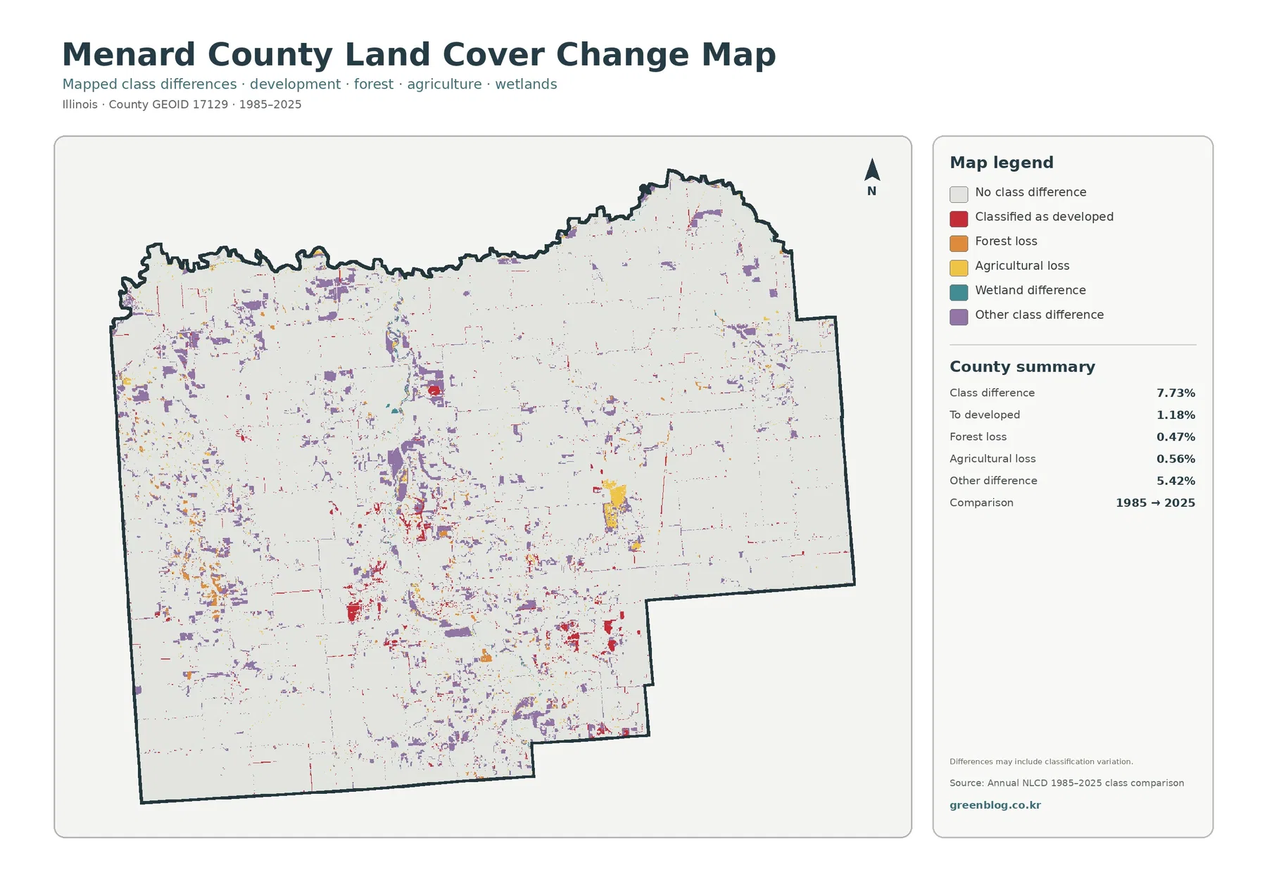 Menard County land cover change map