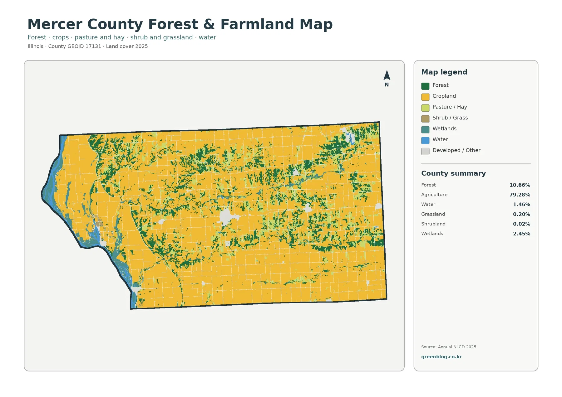 Mercer County forest and farmland map