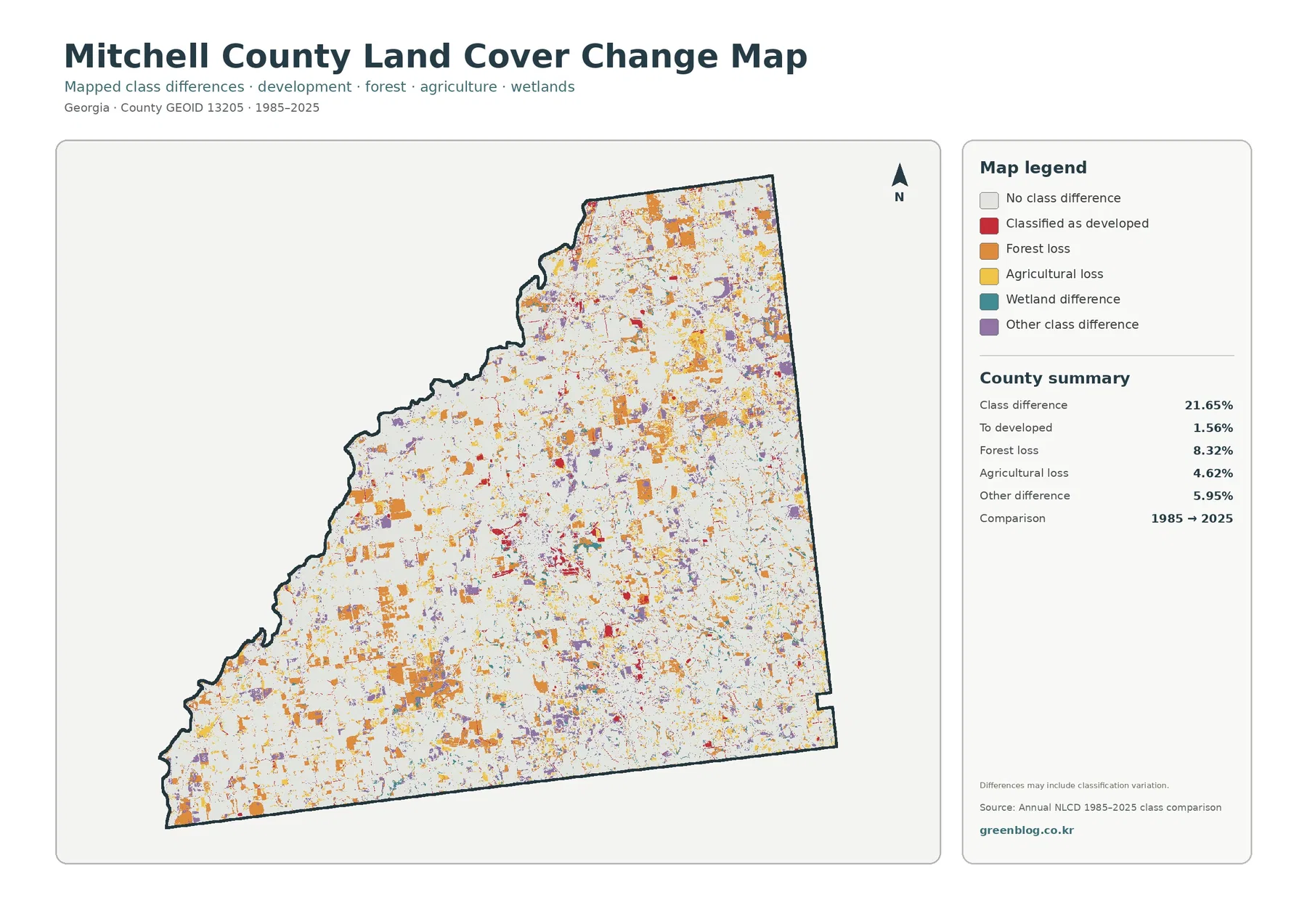 Mitchell County 토지 피복 변화 지도