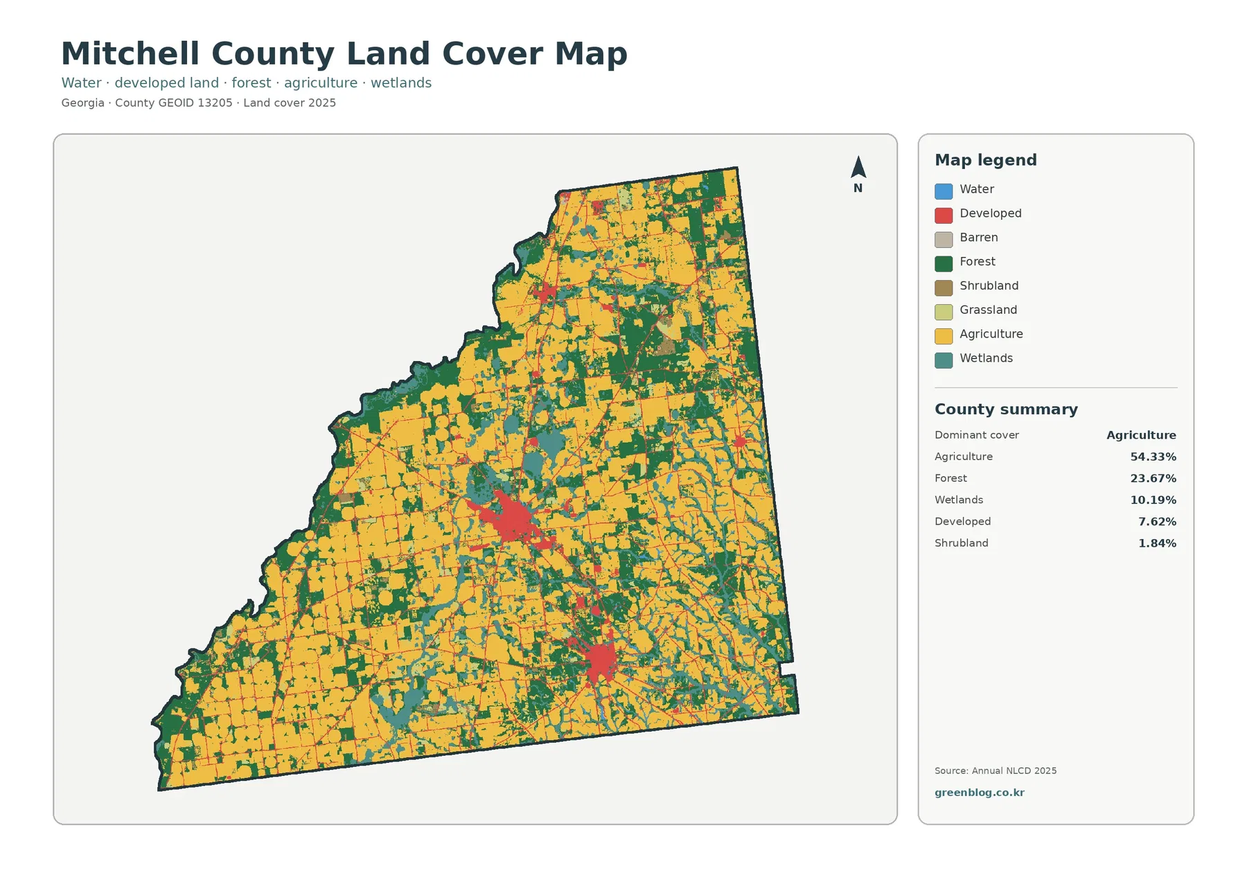 Mitchell County 토지 피복 지도 대표 이미지