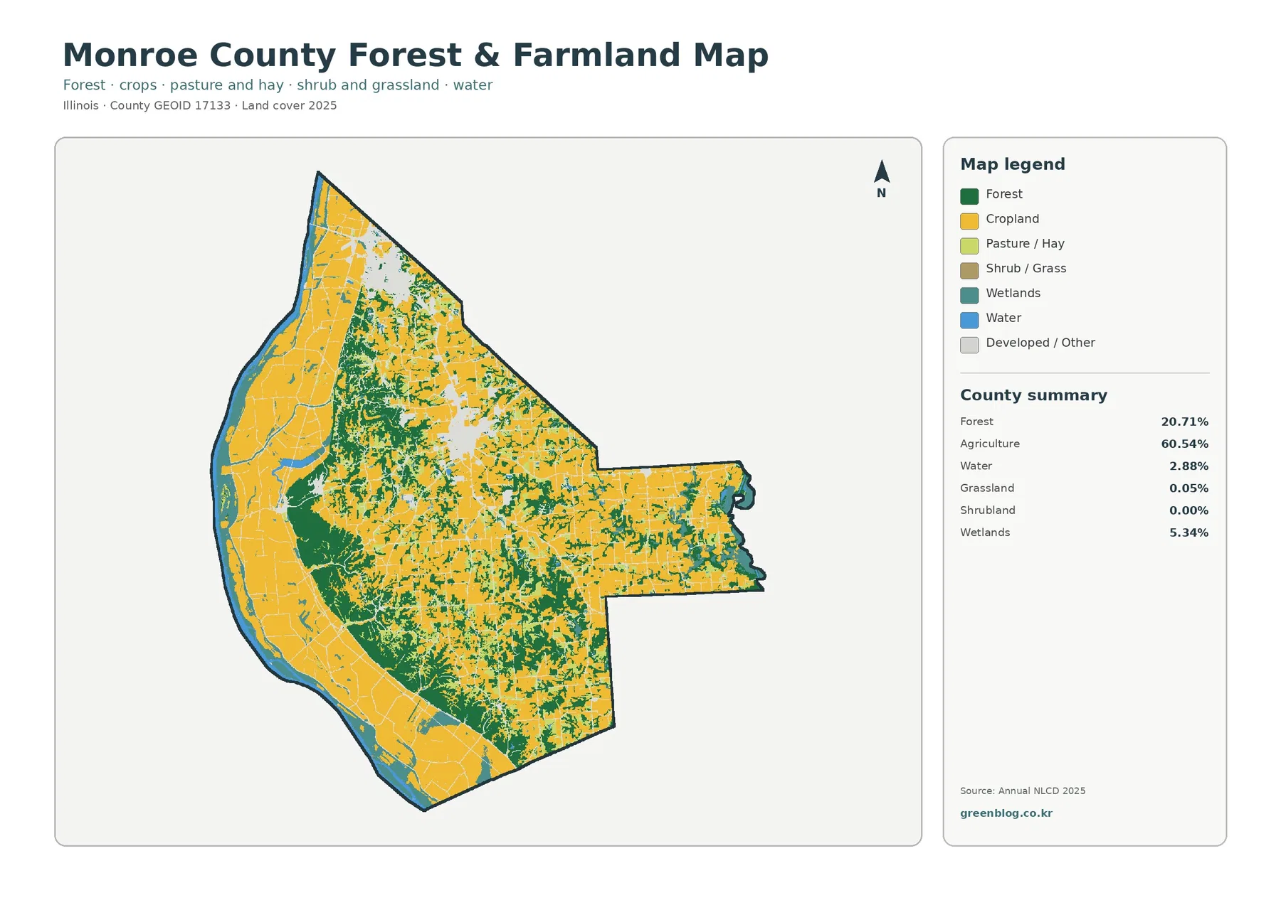 Monroe County forest and farmland map