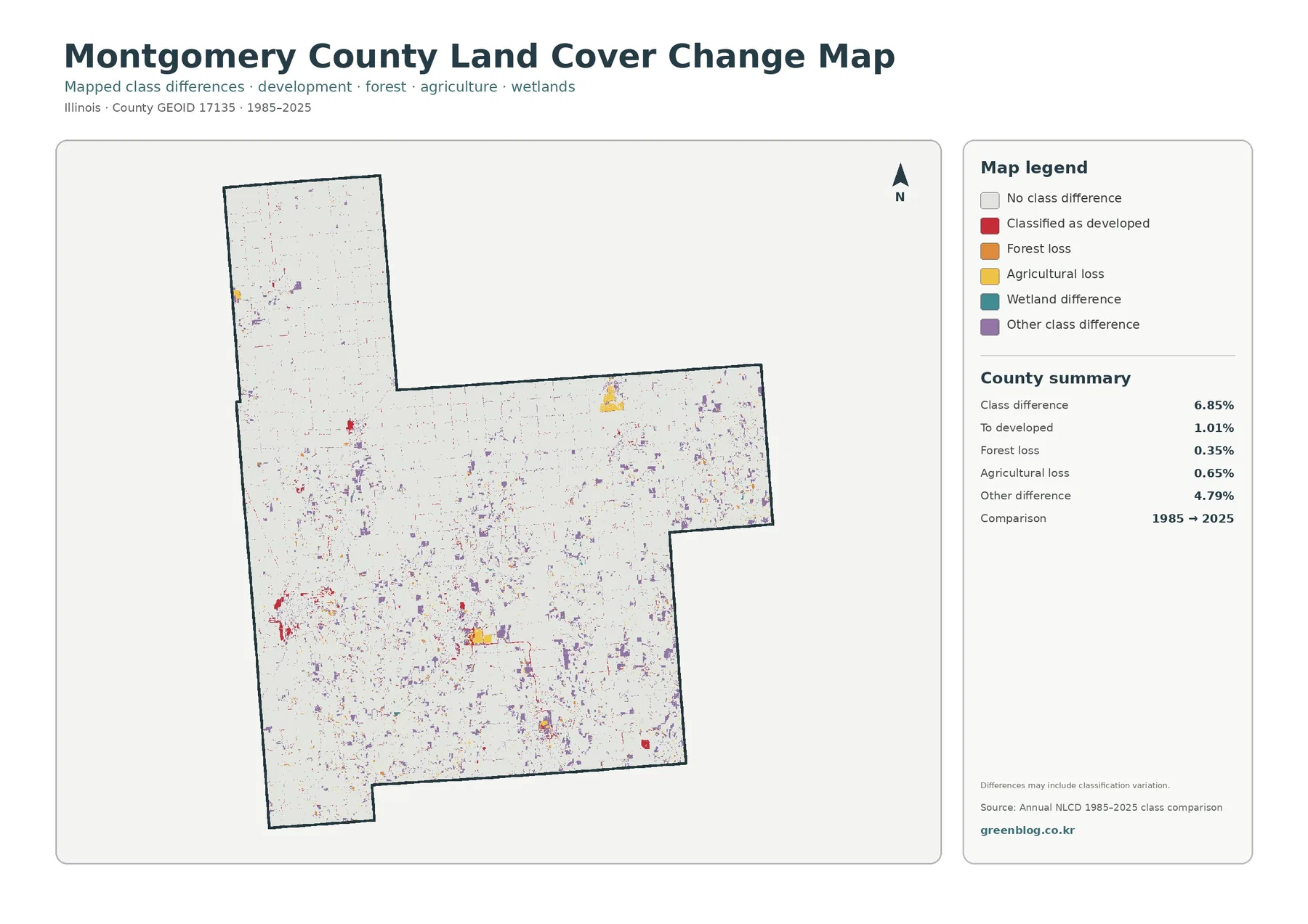 Montgomery County 토지 피복 변화 지도