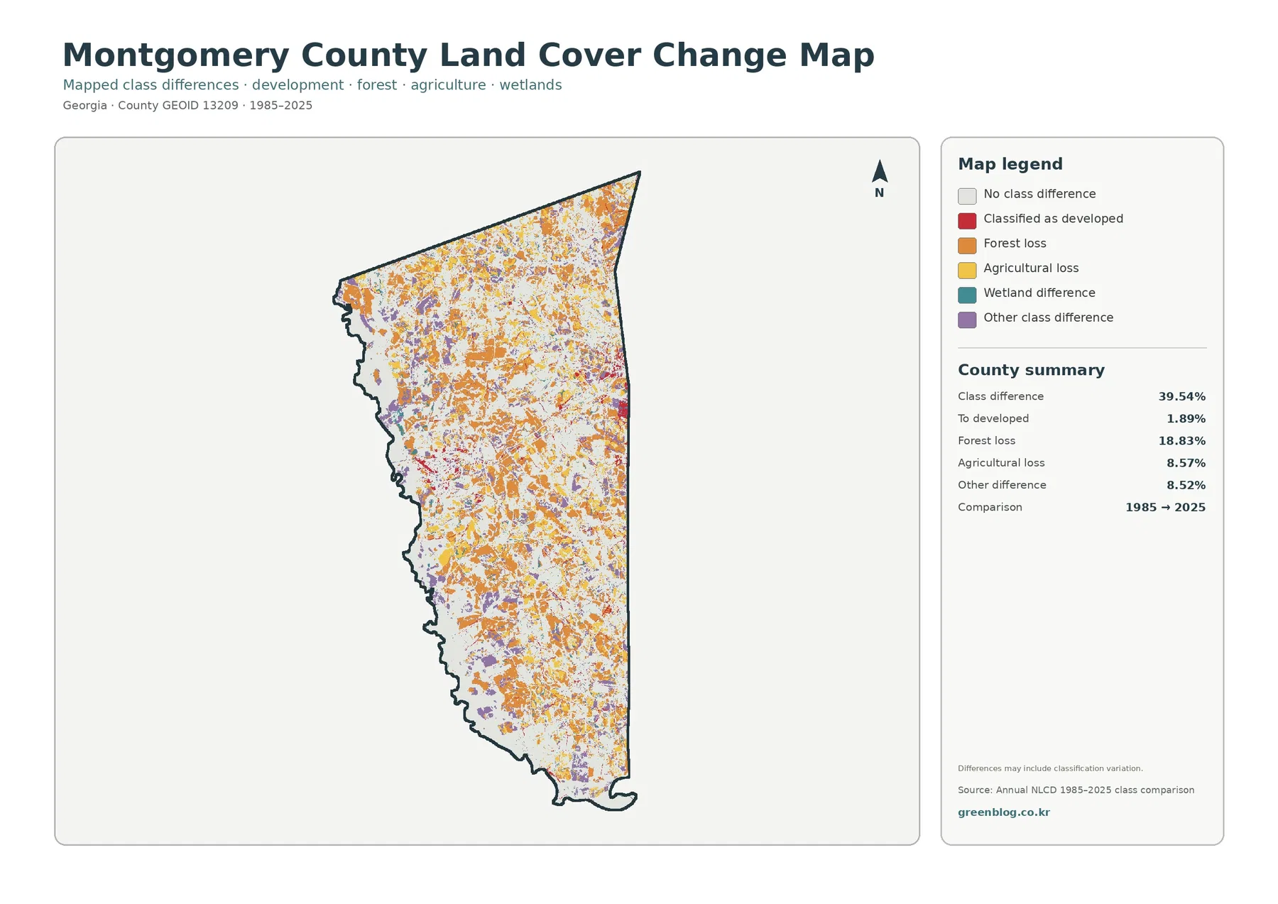 Montgomery County 토지 피복 변화 지도