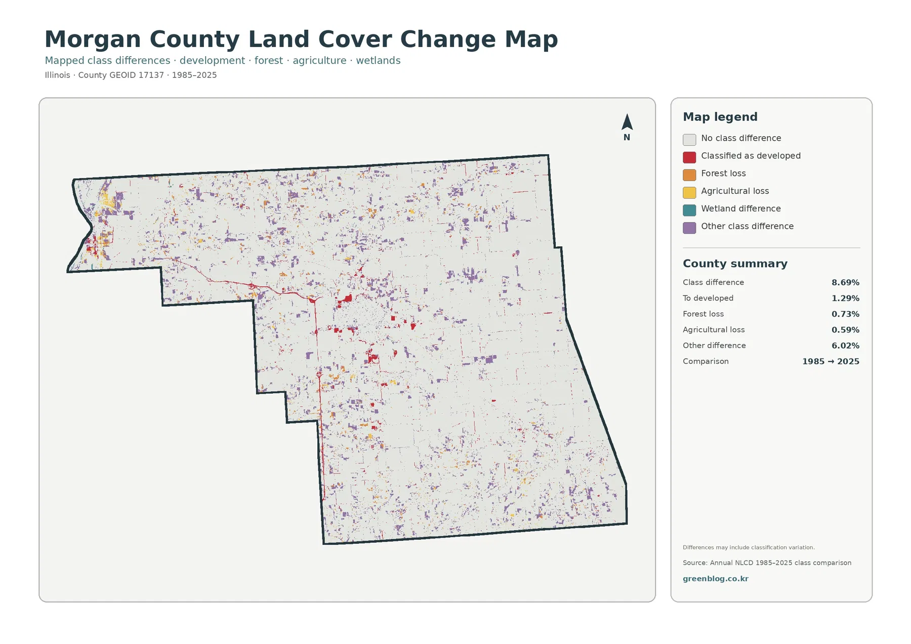 Morgan County land cover change map