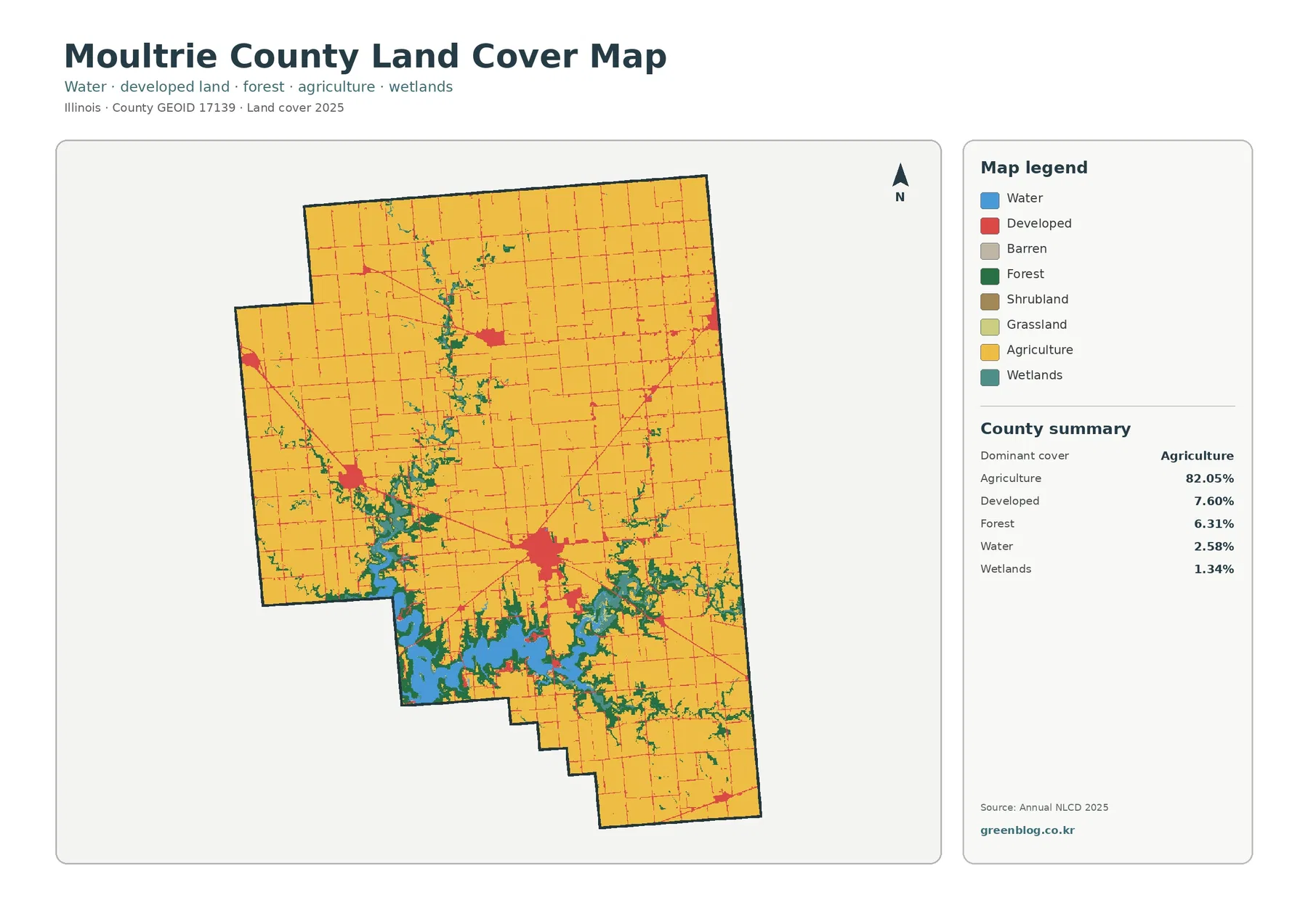 Moultrie County land cover map featured image