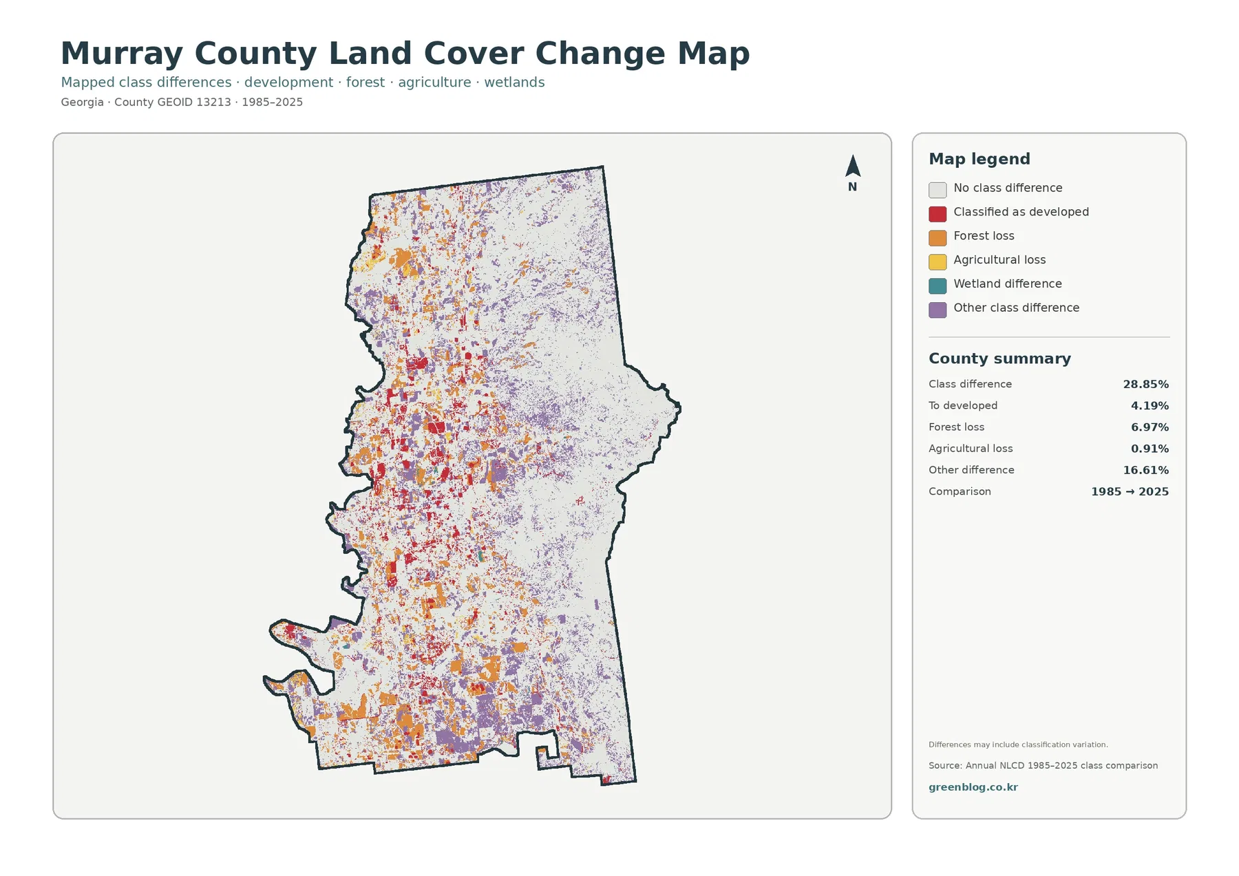 Murray County 토지 피복 변화 지도