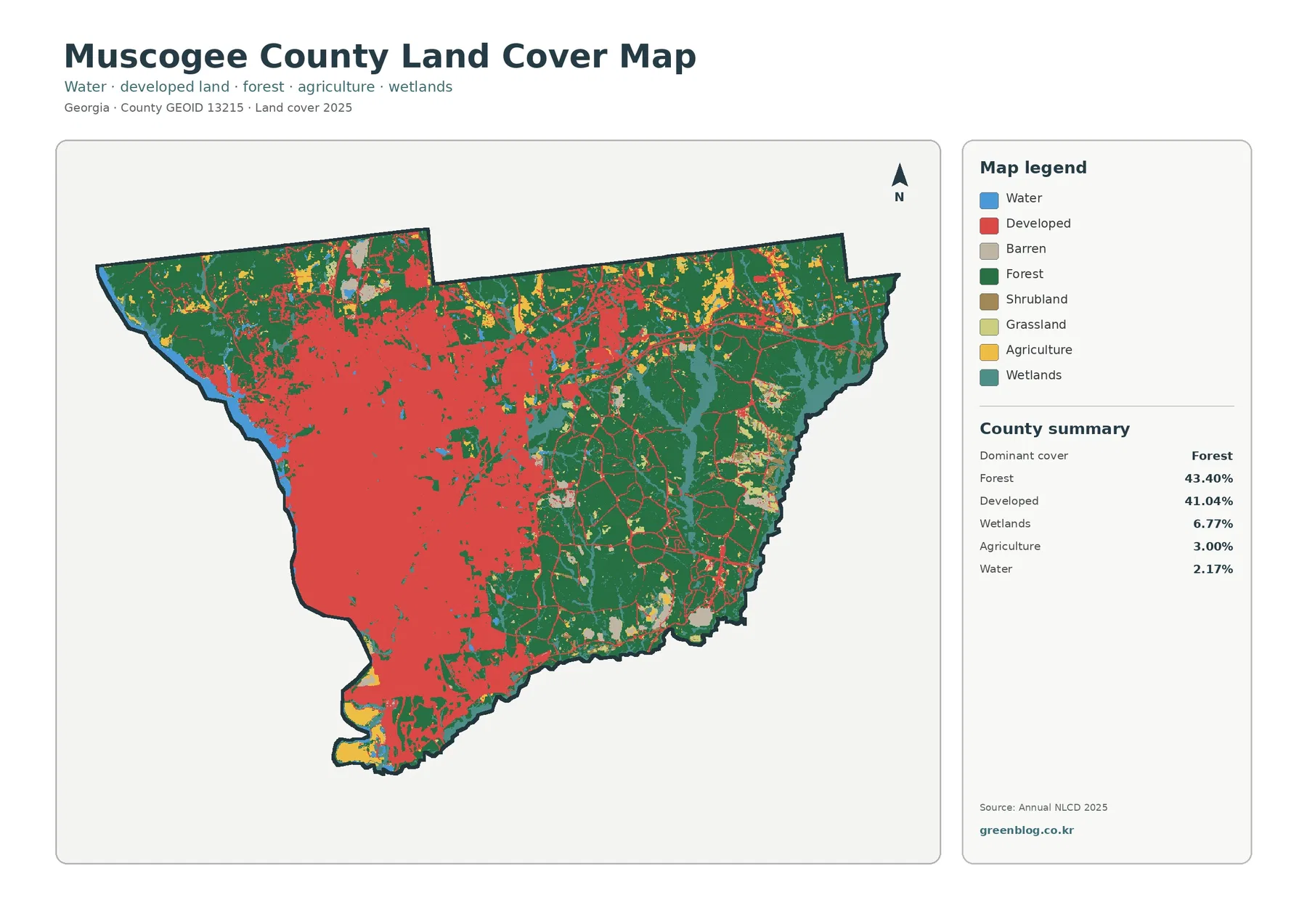 Muscogee County 토지 피복 지도 대표 이미지