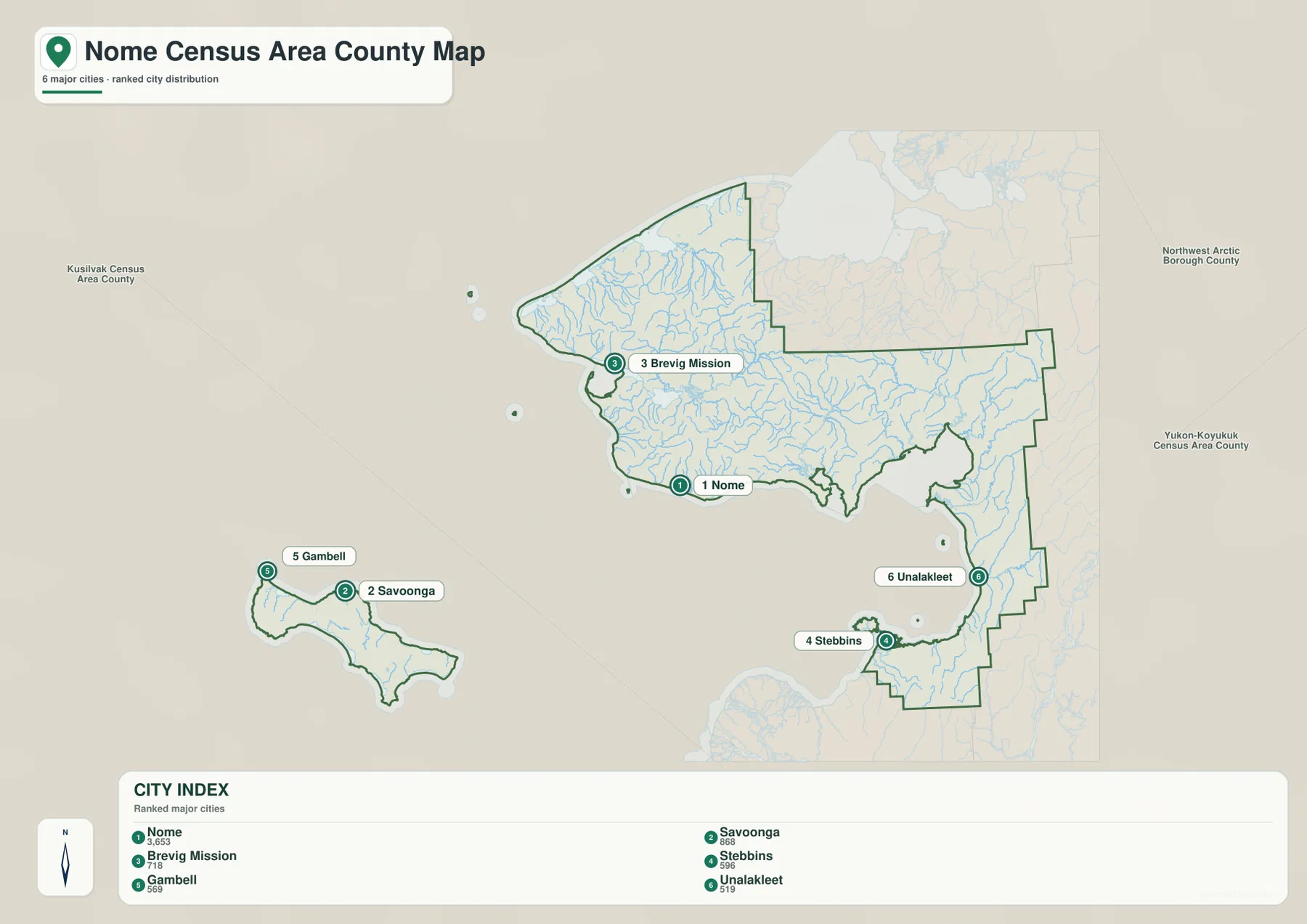 Nome Census Area city index map