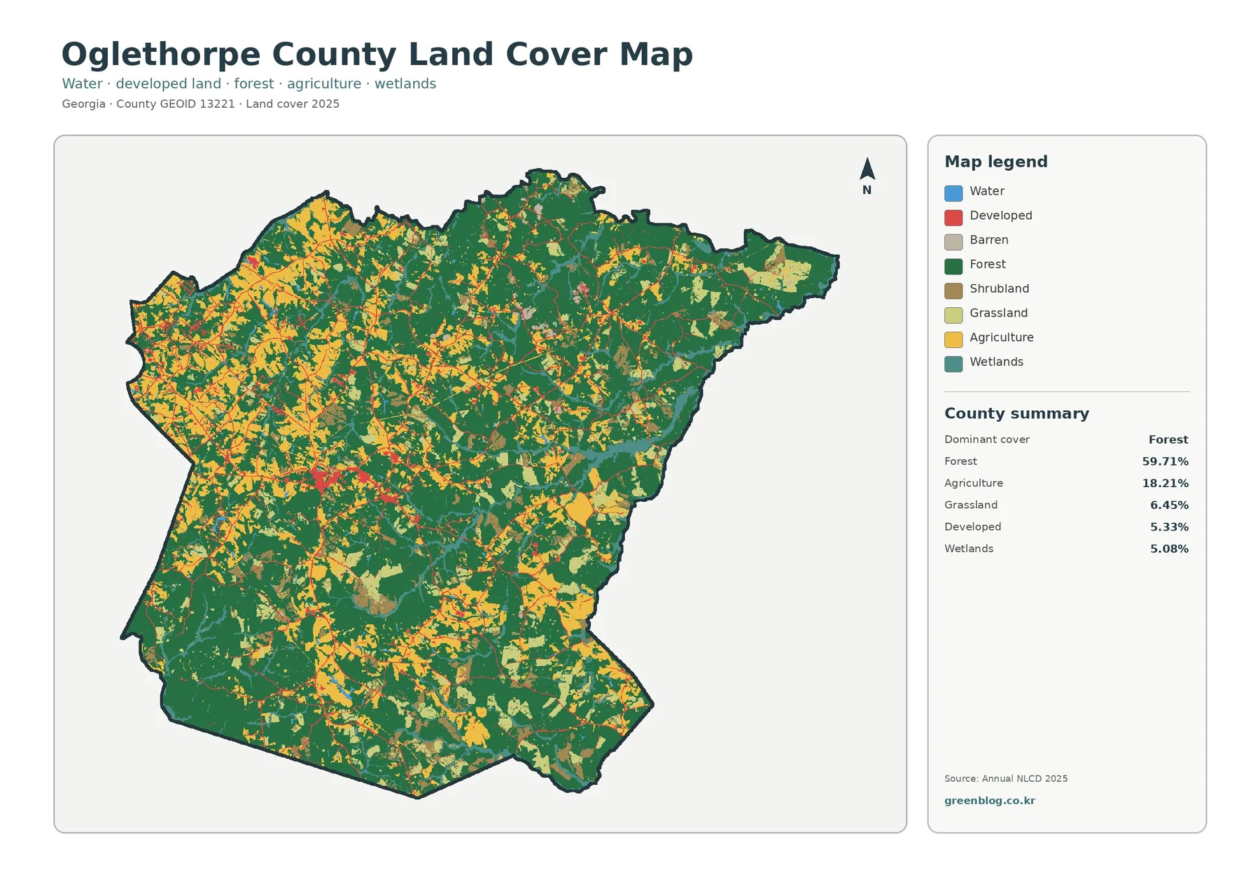 Oglethorpe County 토지 피복 지도