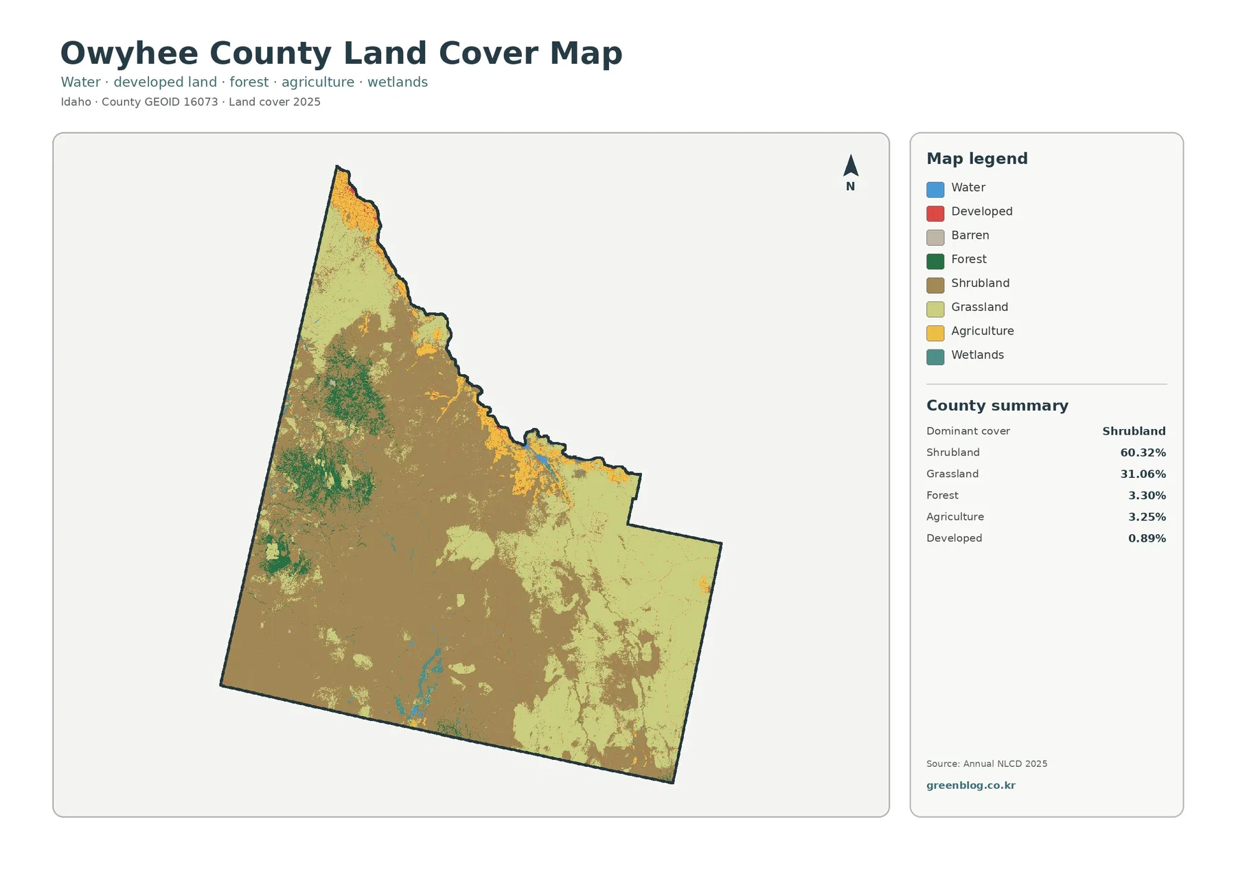 Owyhee County 토지 피복 지도