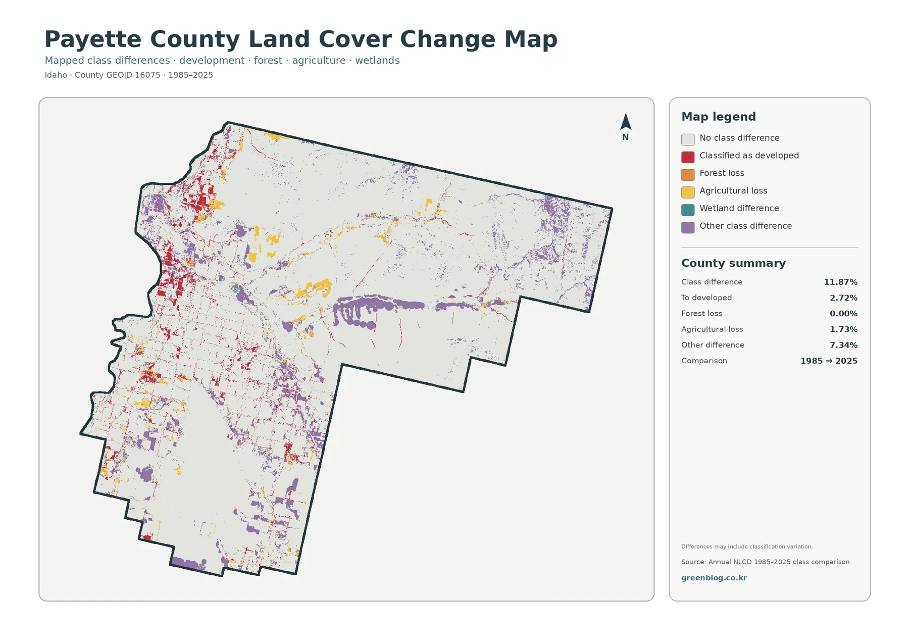 Payette County land cover change map