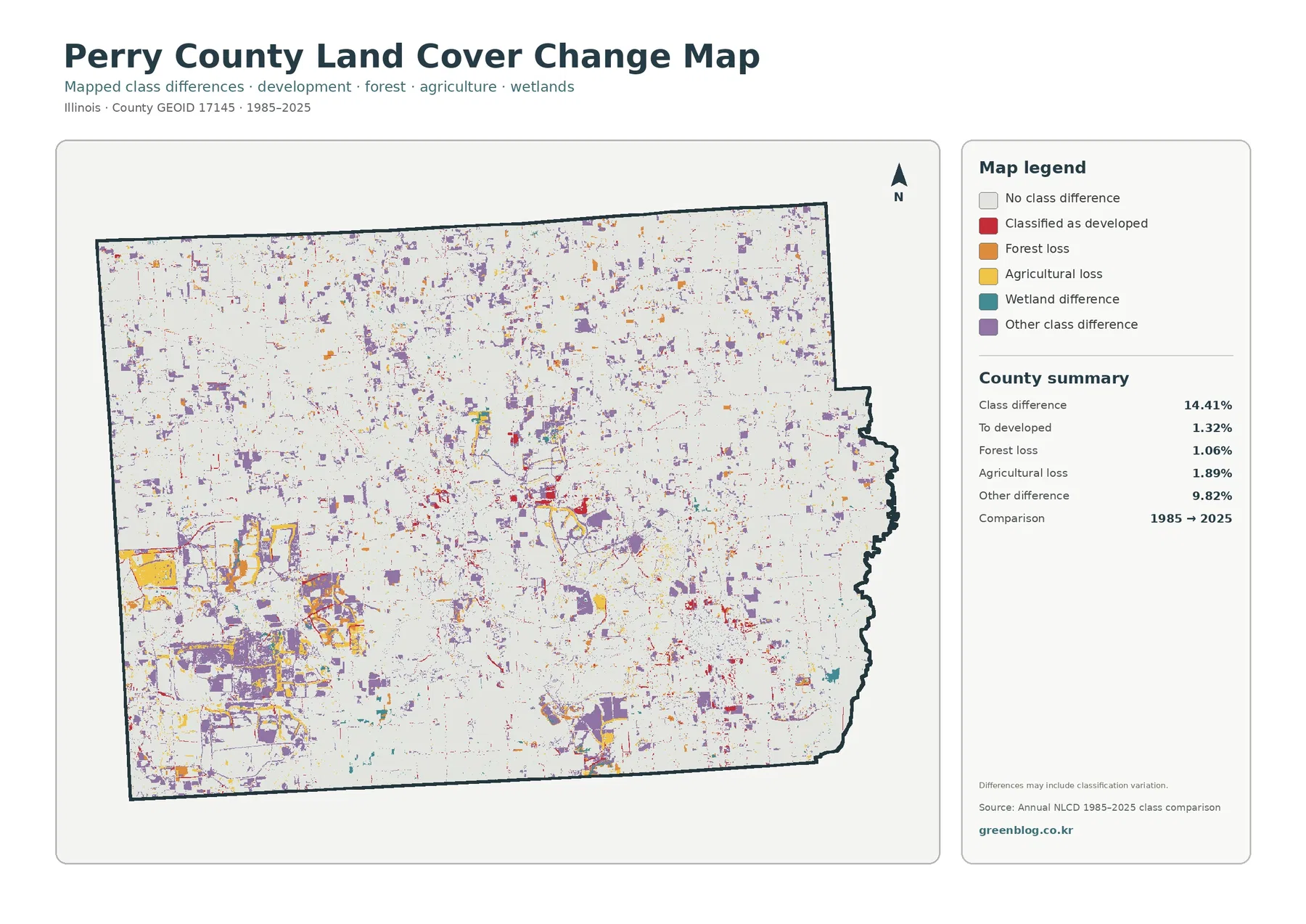 Perry County 토지 피복 변화 지도