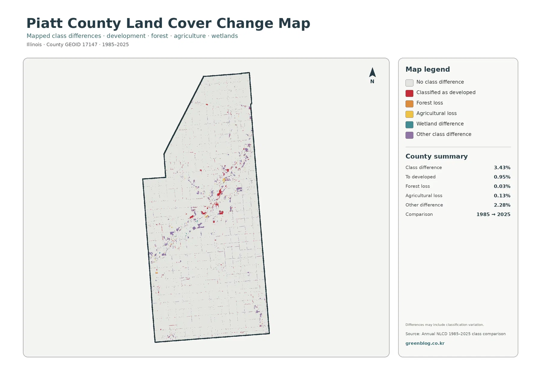 Piatt County 토지 피복 변화 지도