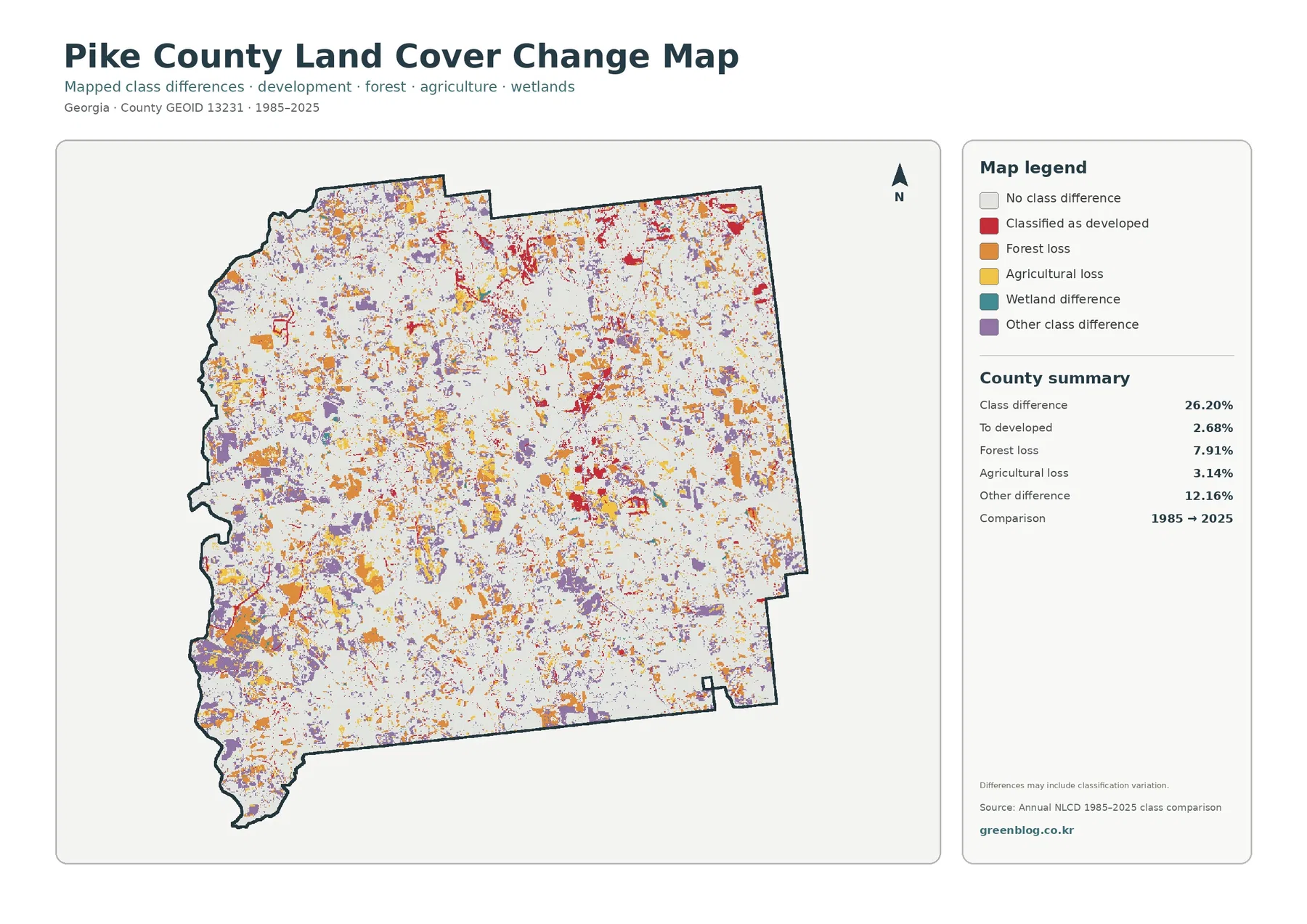Pike County land cover change map