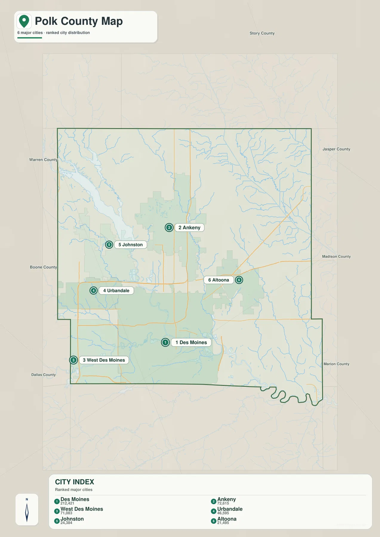 Polk County Iowa Des Moines Ankeny West Des Moines Urbandale Johnston Altoona 도시 지도