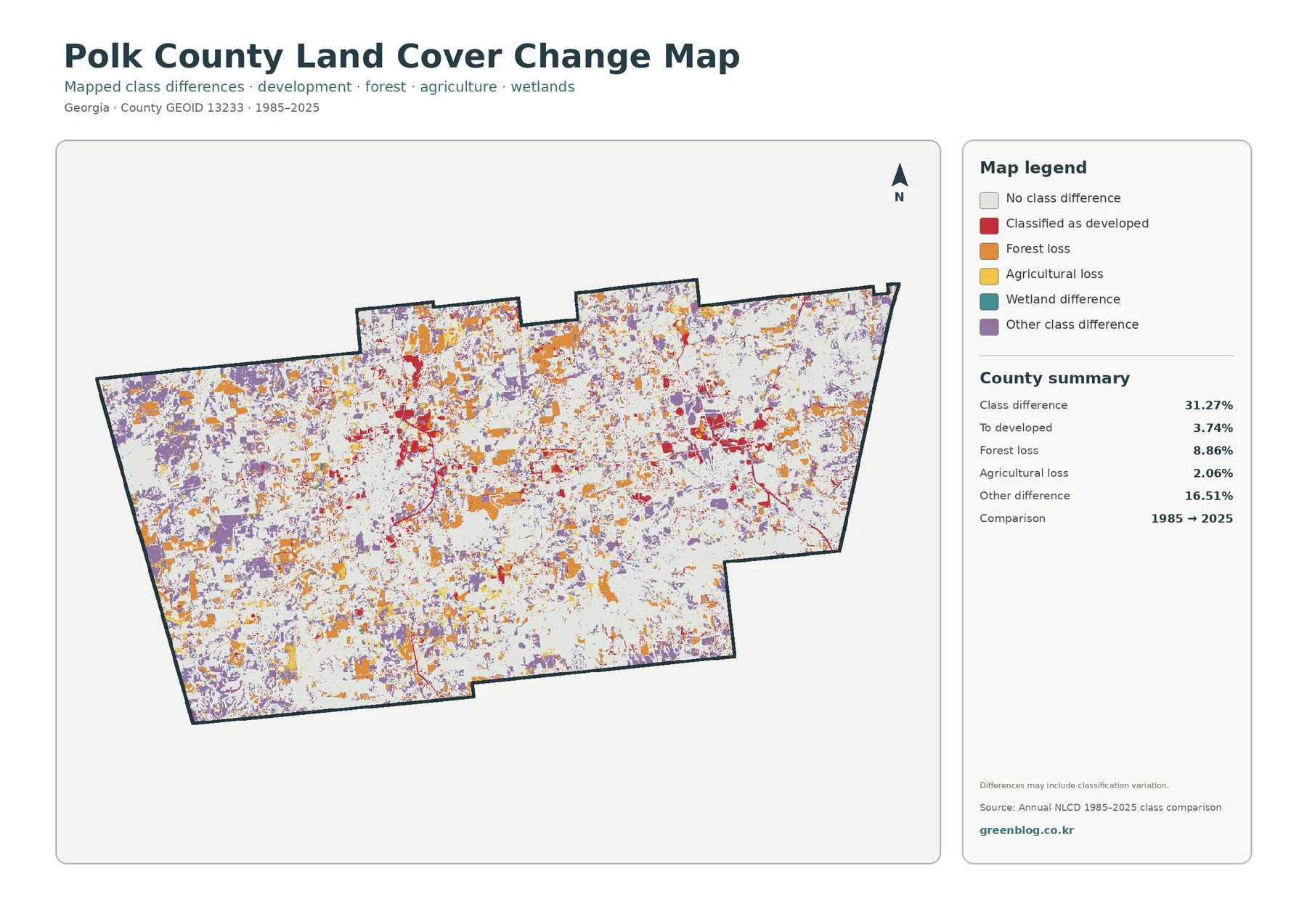 Polk County land cover change map