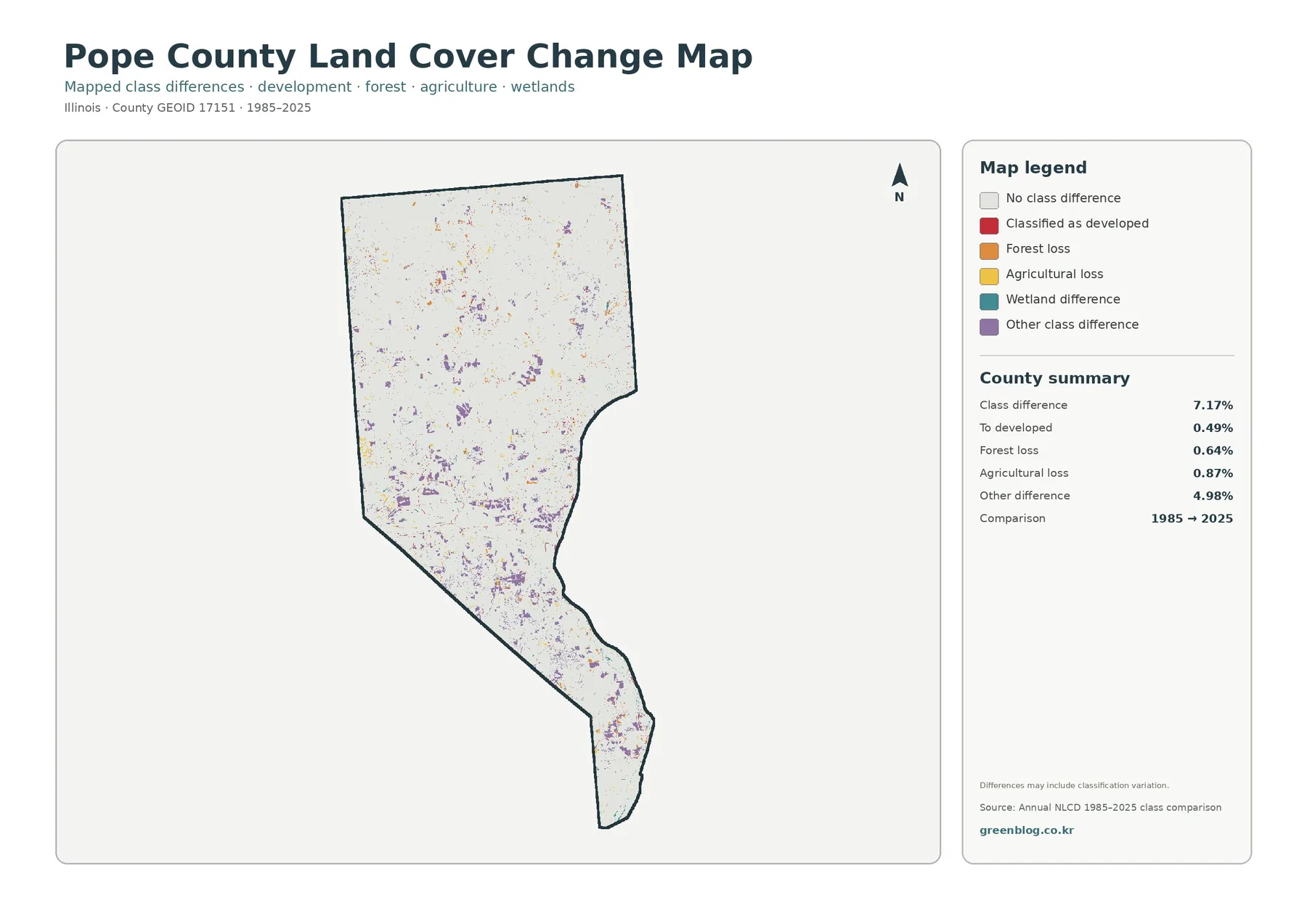 Pope County land cover change map