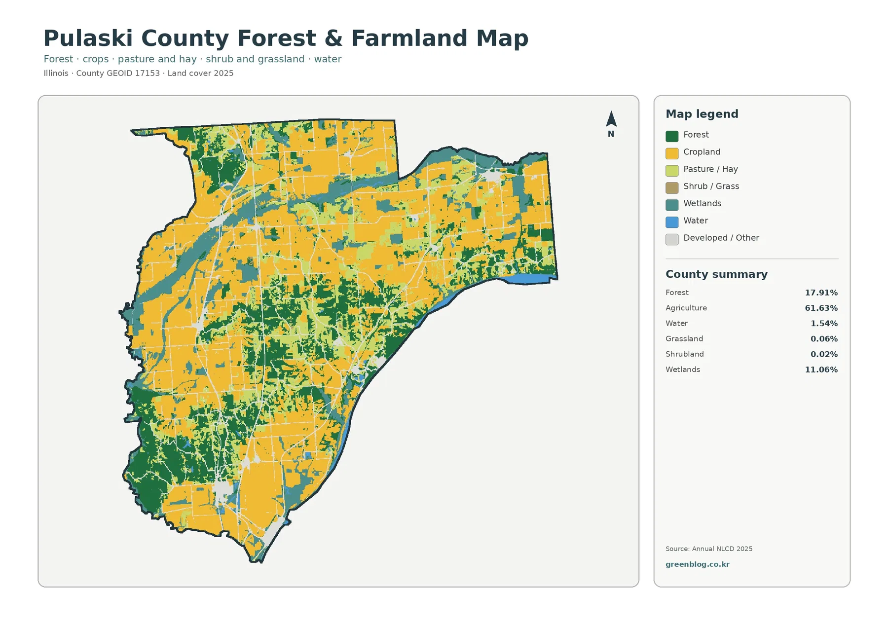 Pulaski County forest and farmland map