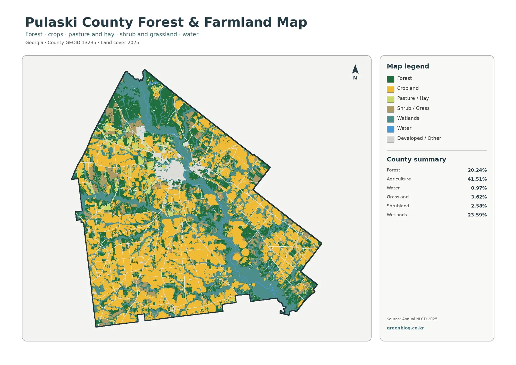 Pulaski County forest and farmland map